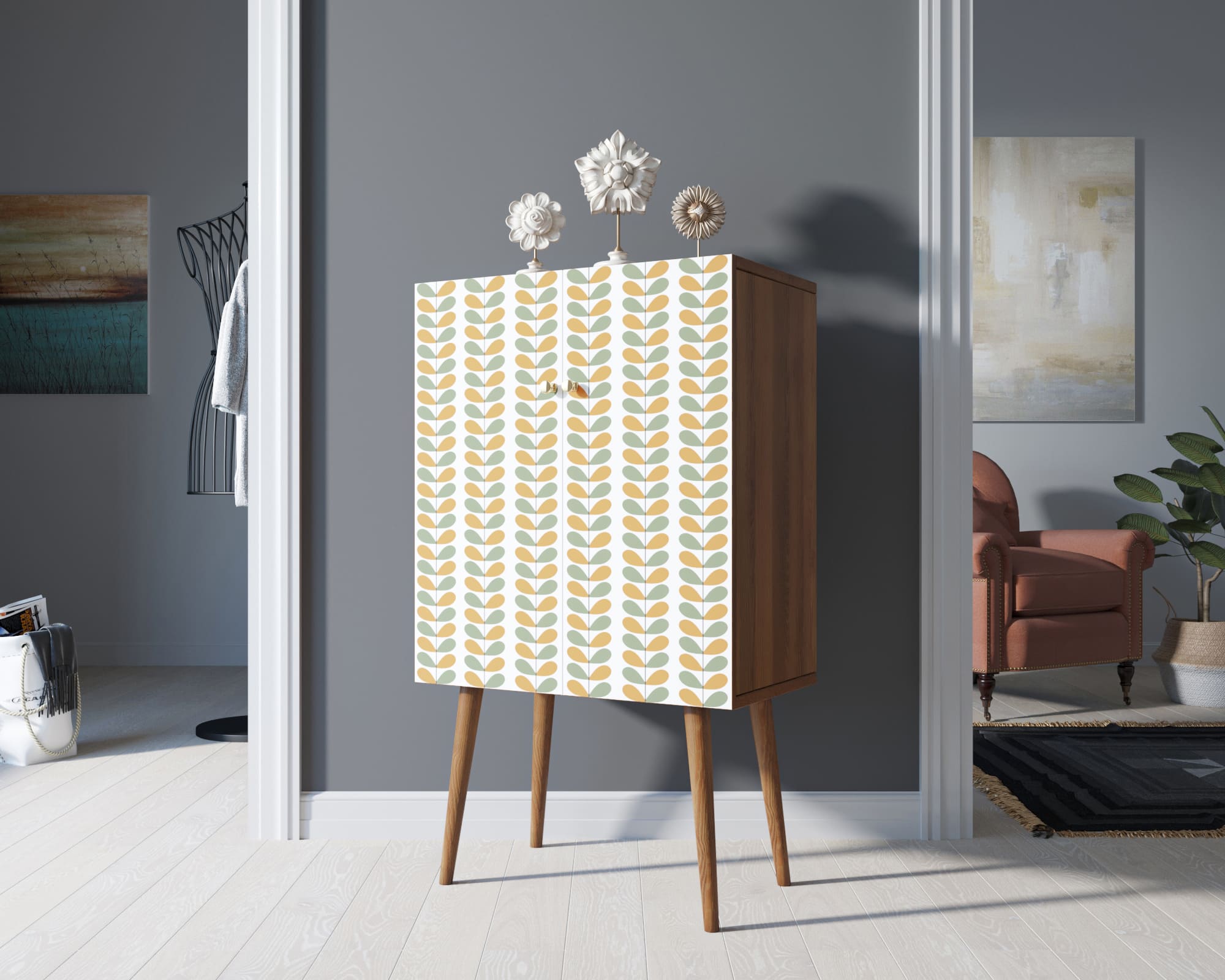 фото Комод на высоких ножках "Berber" принт 23 арт BB09/Print_23