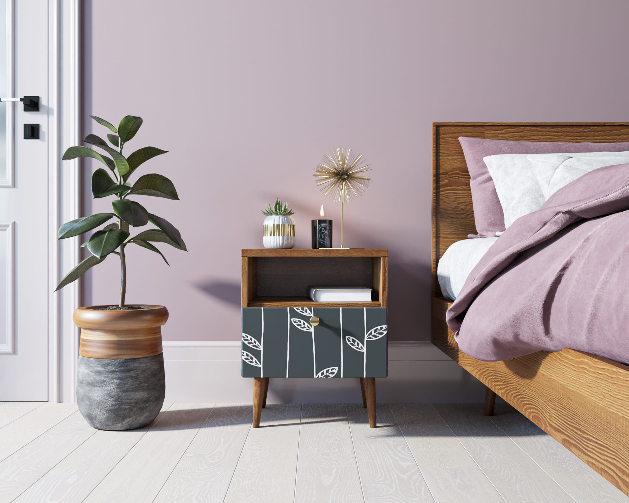 Тумбочка "Berber" с одним ящиком 18 принт арт BB06/Print_18, разноцветная в интернет-магазине