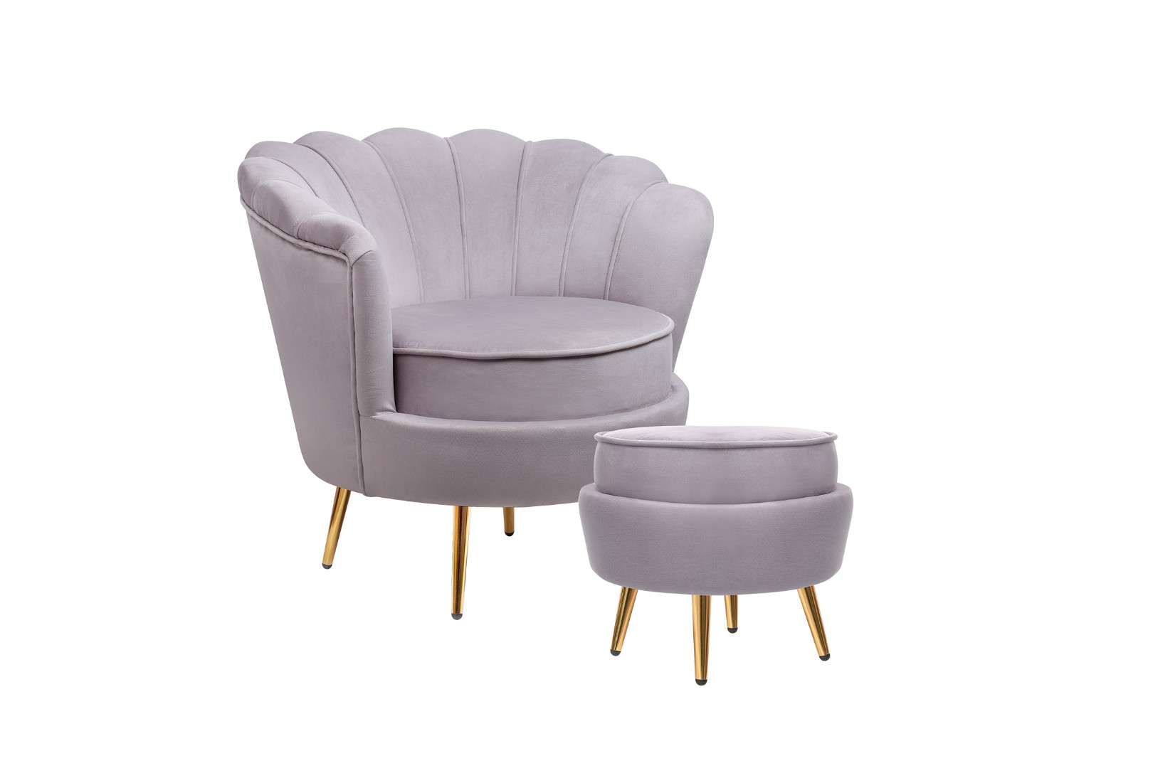 купить Кресло с пуфом ракушка Pearl Grey в Москве купить Кресло с пуфом ракушка Pearl Grey