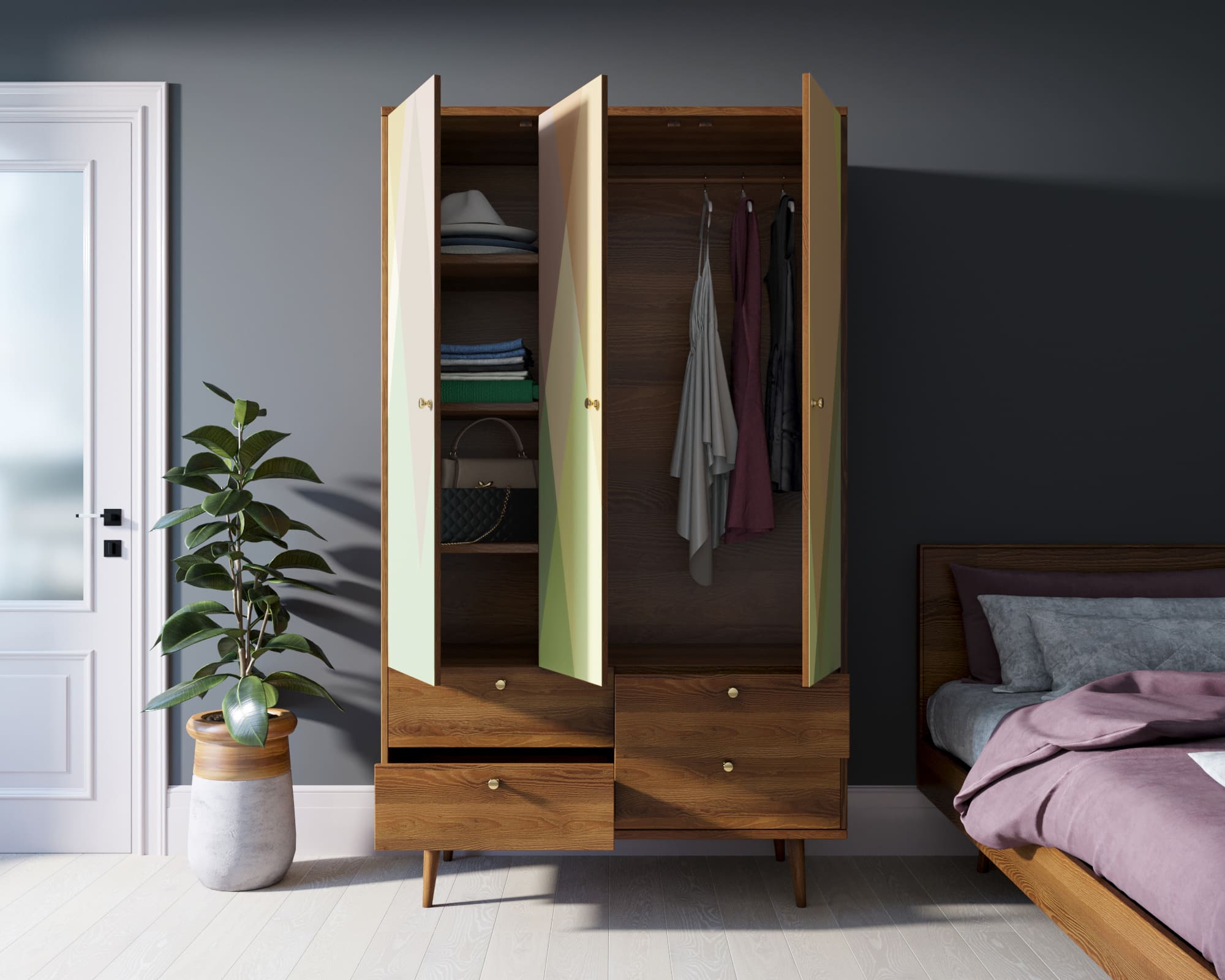 Шкаф трехстворчатый "Berber" принт 16 арт BB02/Print_16 в интернет-магазине