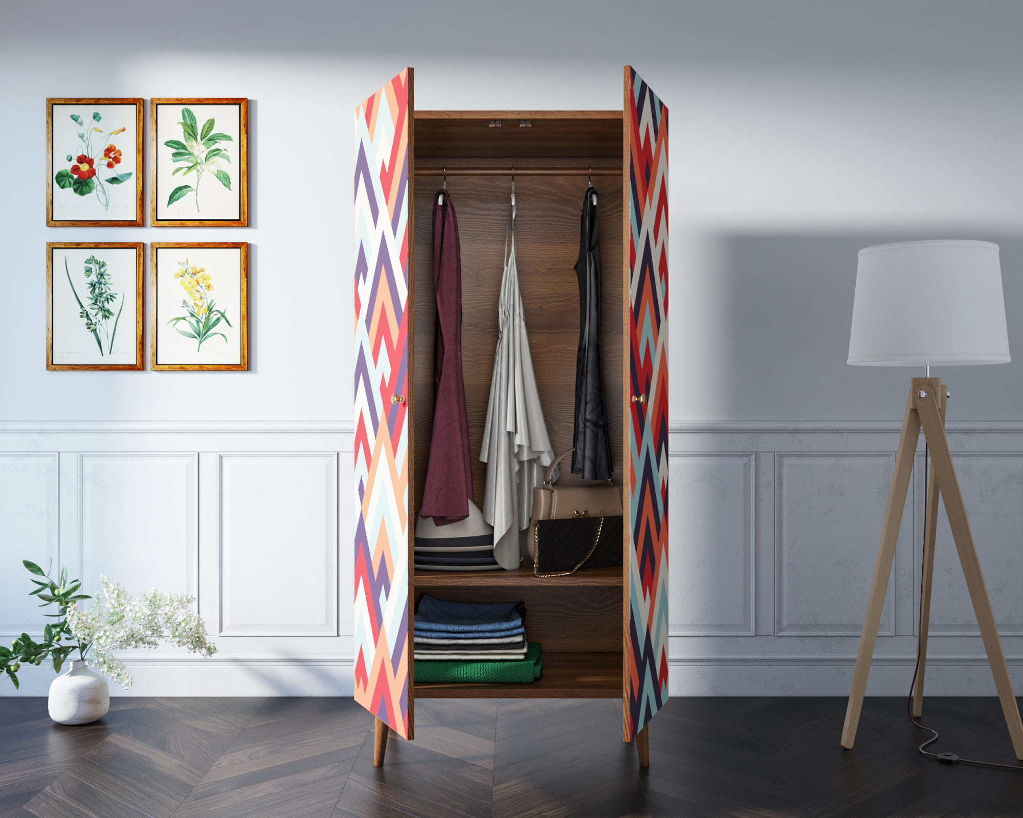 Шкаф малый двухстворчатый "Berber" принт 2 арт BB08/Print_02 в интернет-магазине