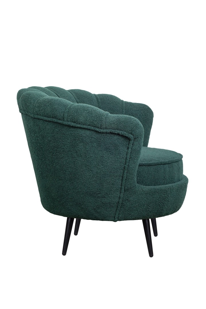 заказать Низкое кресло ракушка Pearl зеленый Boucle на черных ножках