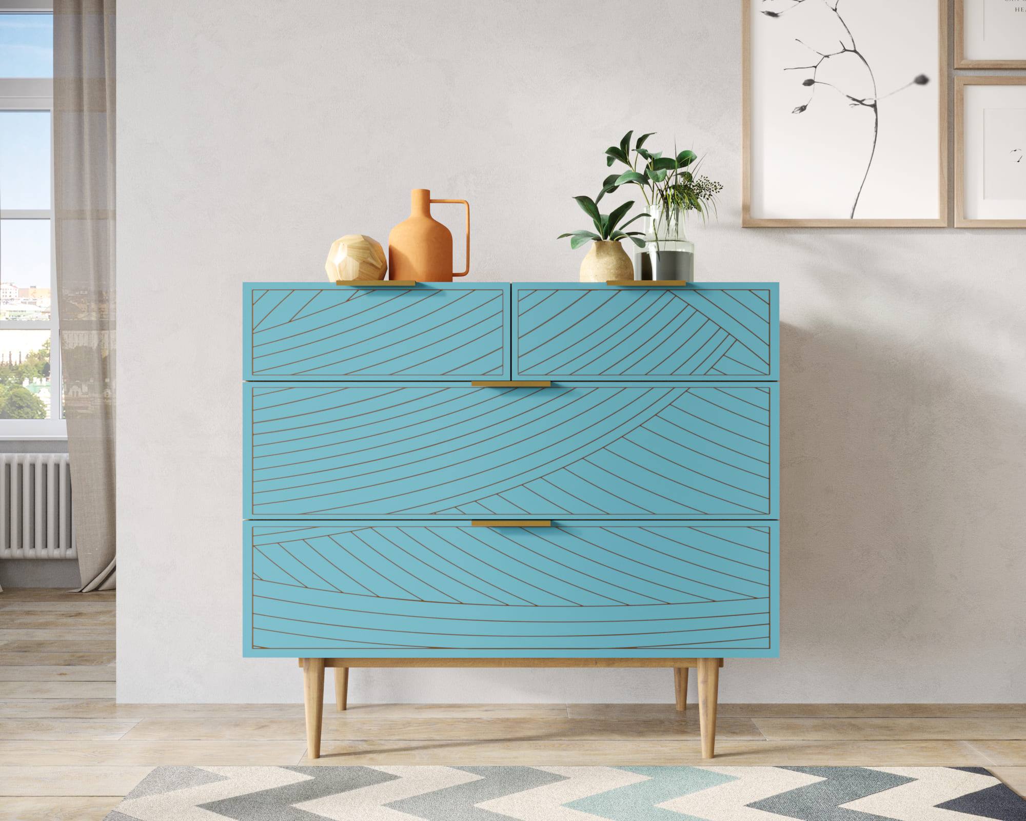 Комод с четыремя ящиками "Line" LN14/GR1/blue в интернет-магазине