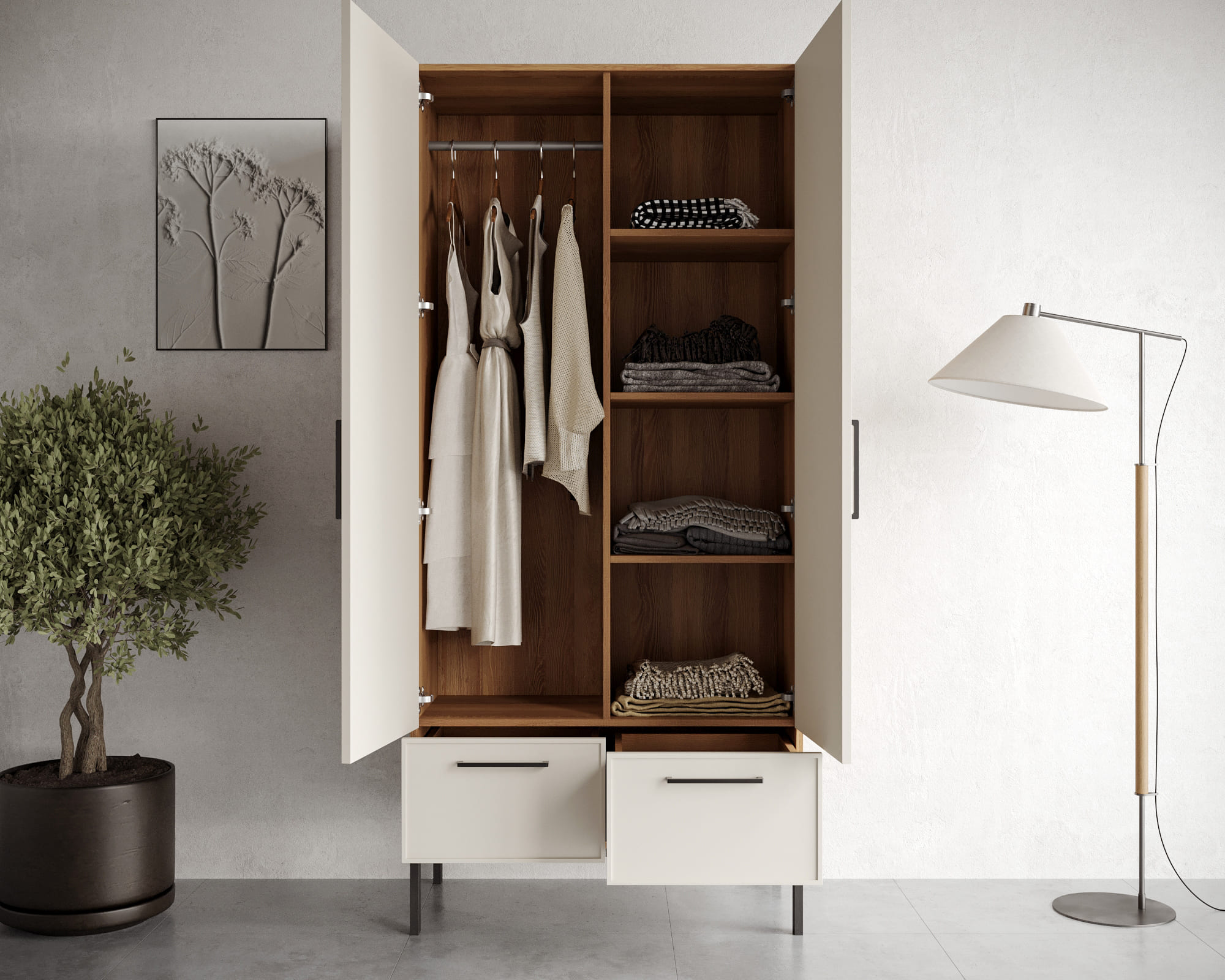 купить Шкаф двухстворчатый с ящиками "Nicole" NR26 в Москве купить Шкаф двухстворчатый с ящиками "Nicole" NR26