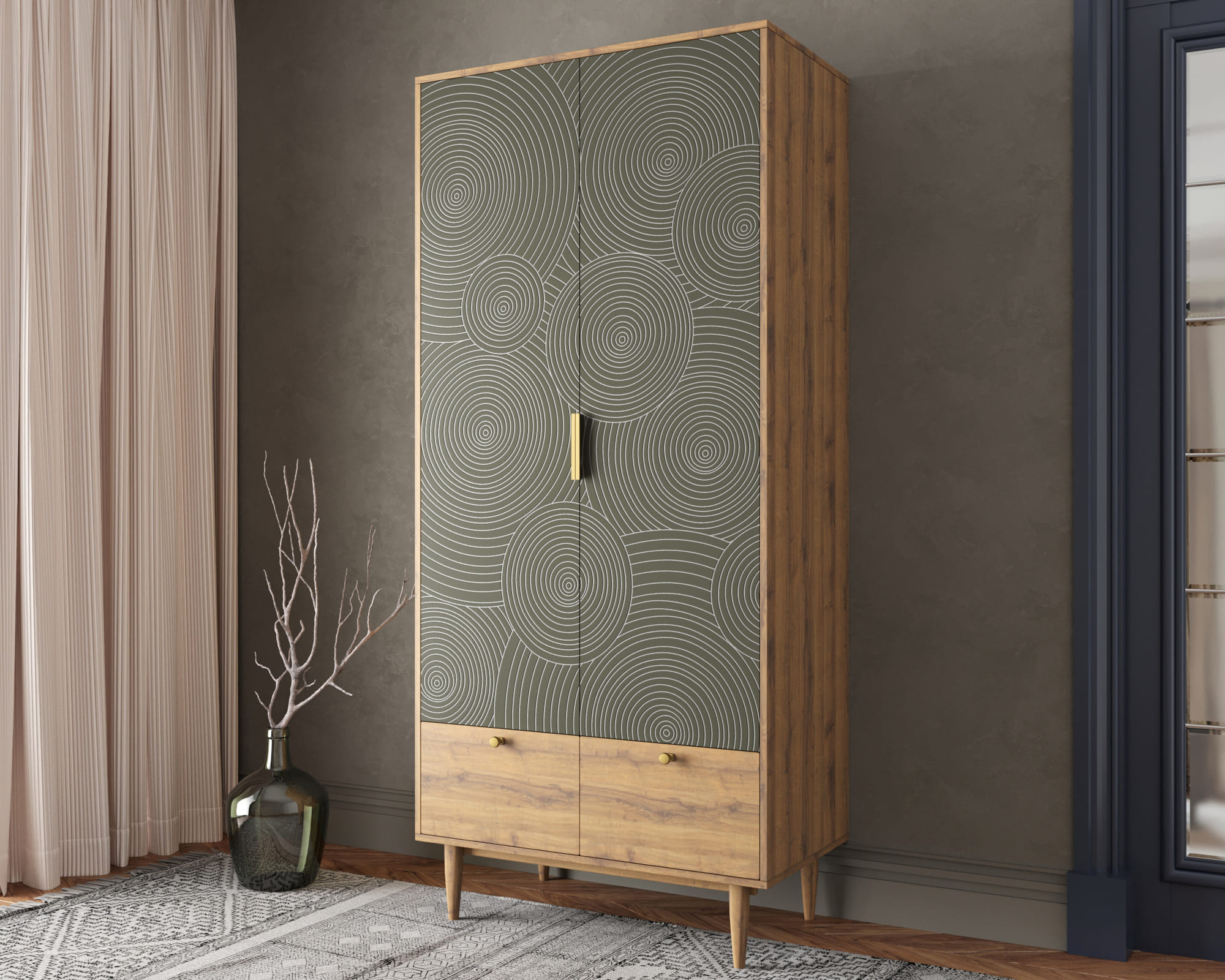 заказать Шкаф двухстворчатый с ящиками "Line" R26/browngrey в Москве заказать Шкаф двухстворчатый с ящиками "Line" R26/browngrey