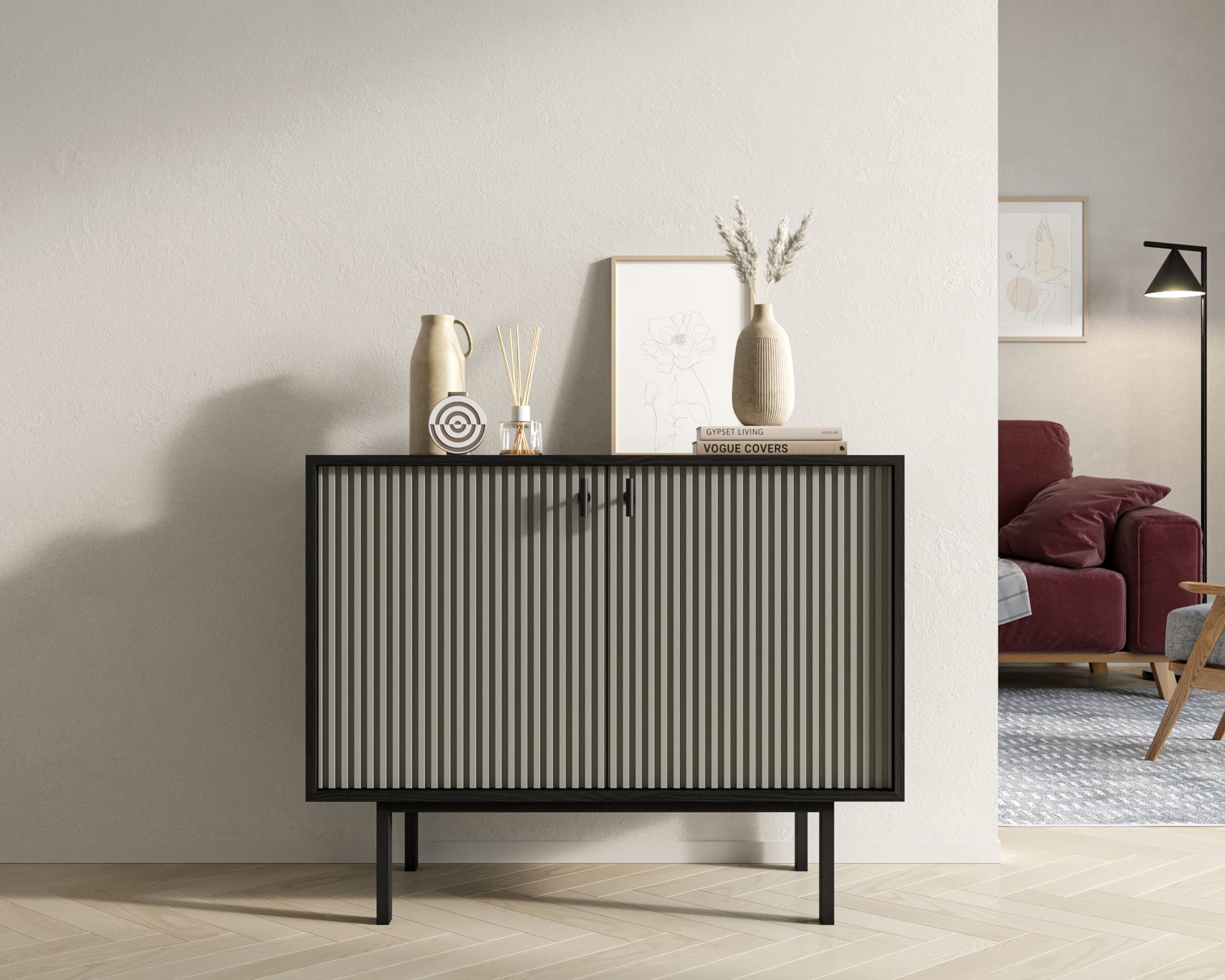 Комод с двумя дверками "Emerson" арт EM02/gray/L в интернет-магазине