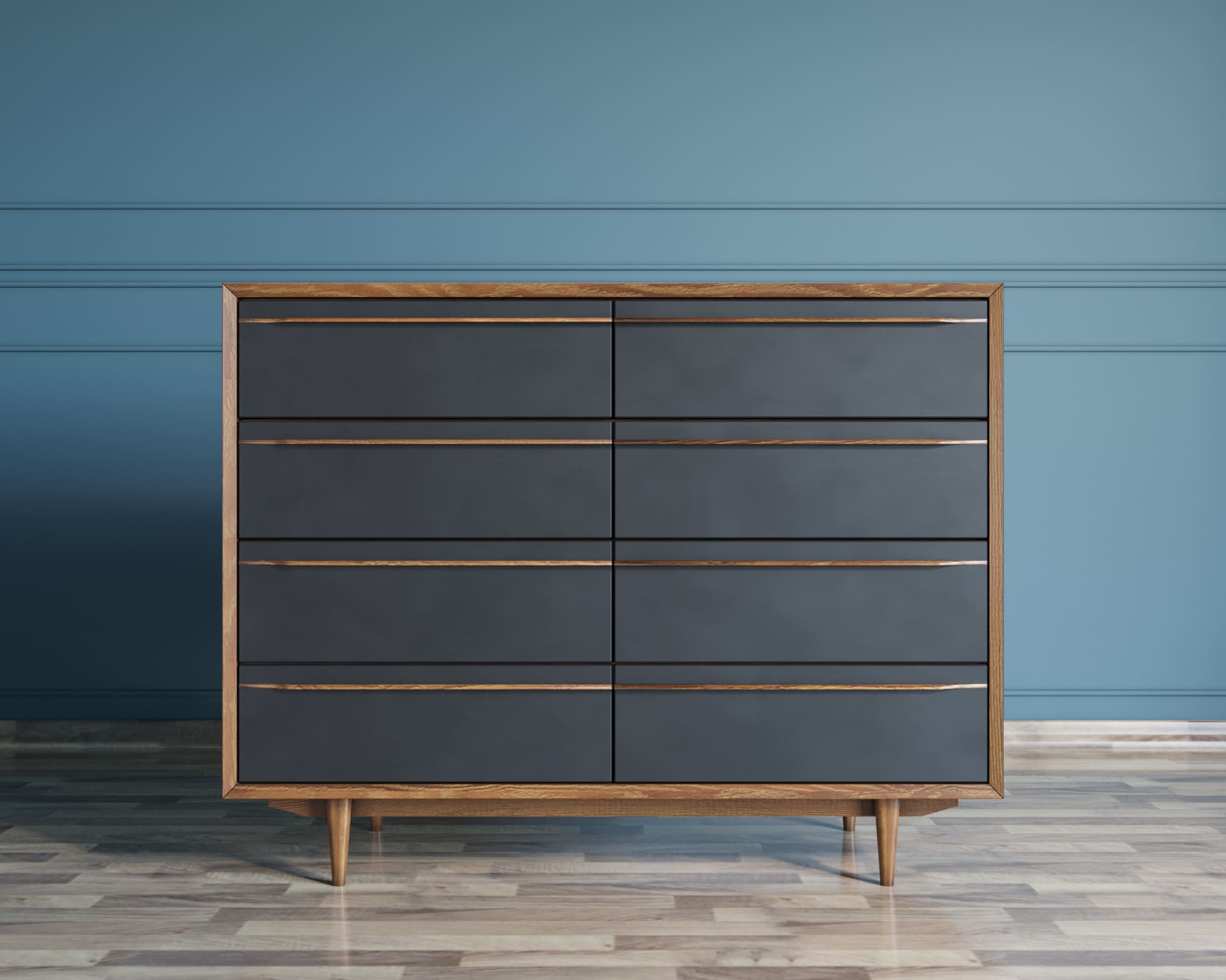 фото Комод "Bruni Black" на восемь ящиков арт BR06Black