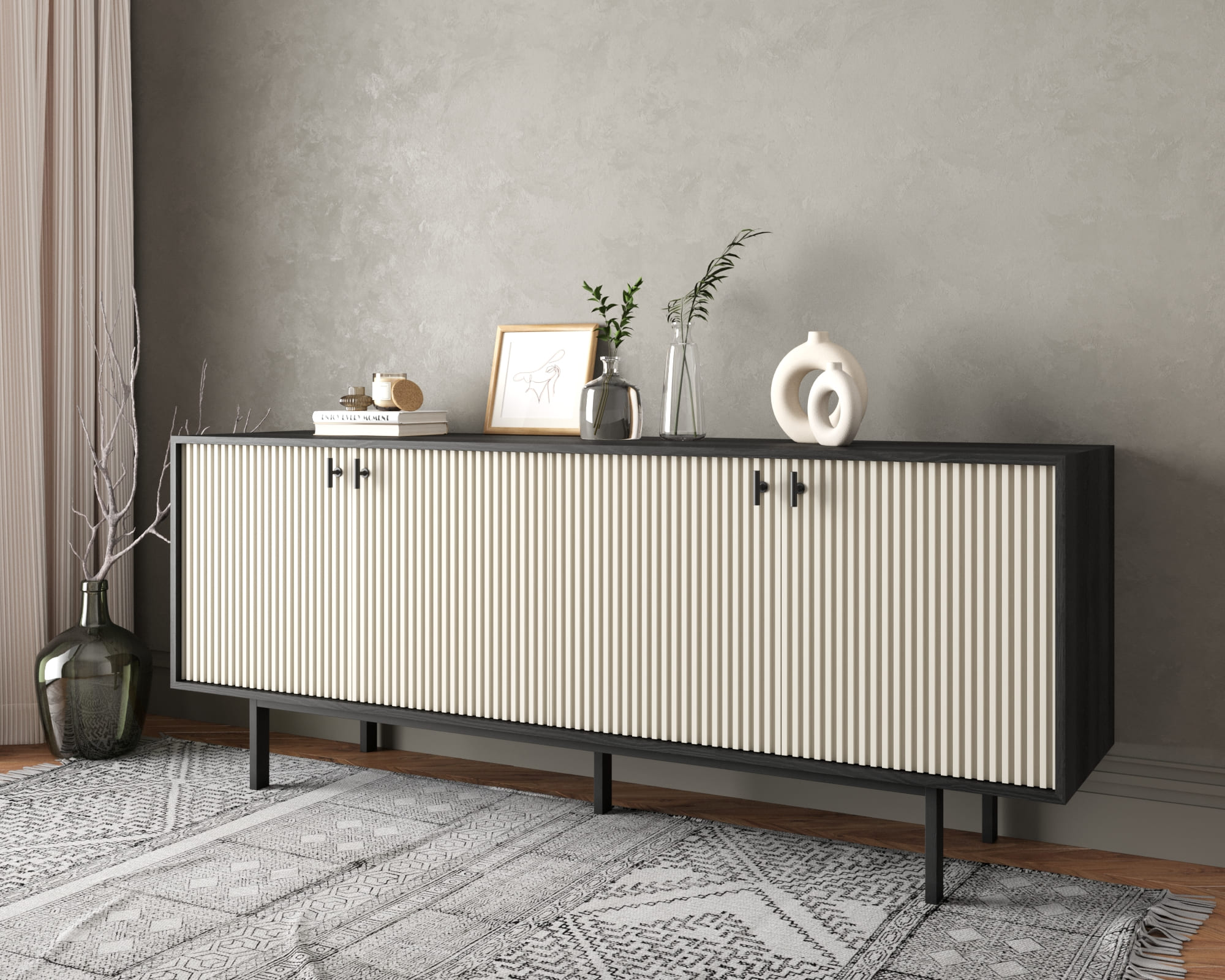 заказать Комод с четыремя дверками "Emerson" арт EM01/milky/L в Москве заказать Комод с четыремя дверками "Emerson" арт EM01/milky/L