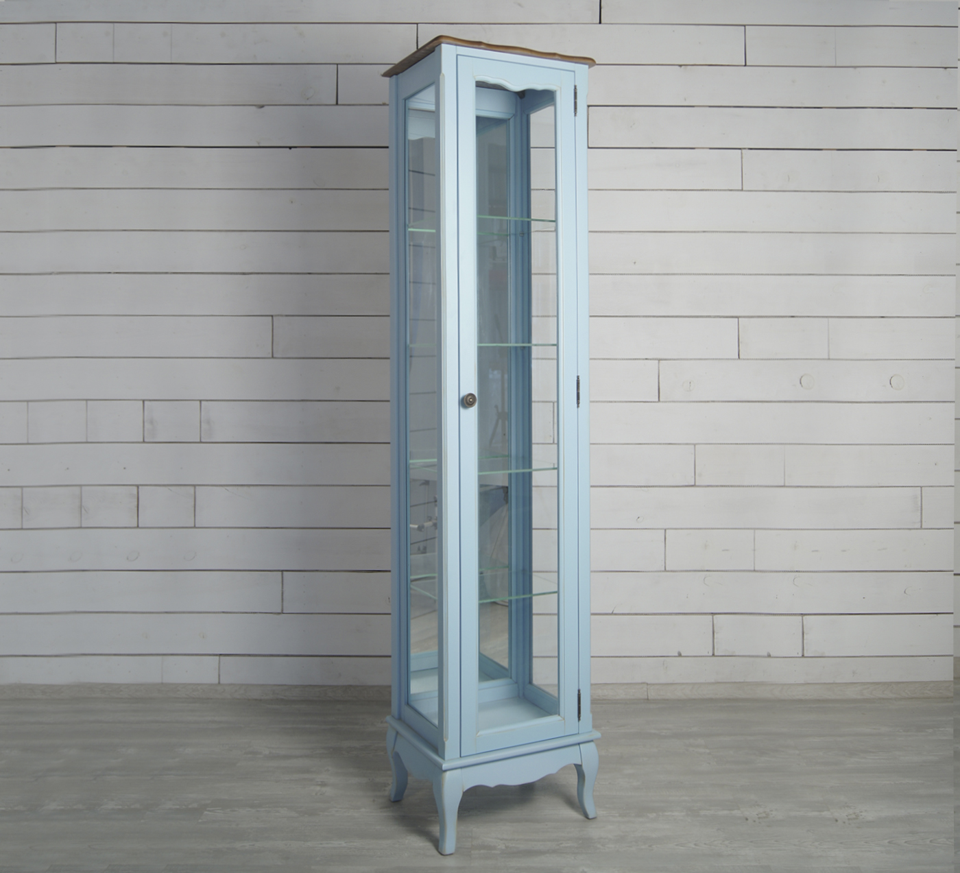 стильный Шкаф "Leontina Blue" для посуды узкий/высокий арт ST9319RB