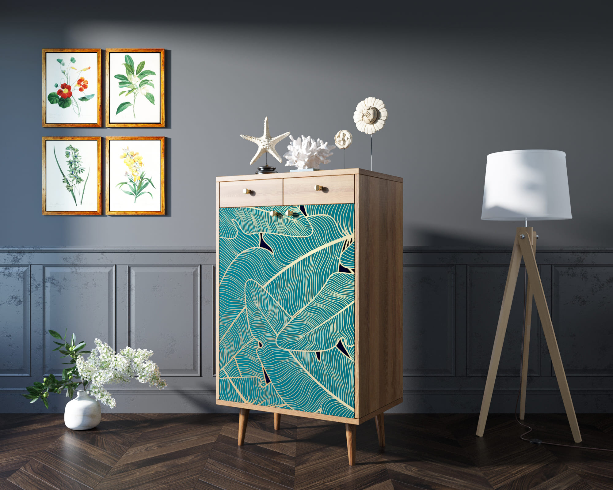 заказать Комод "Berber" два ящика и дверки 41 принт арт BB46/Print_41