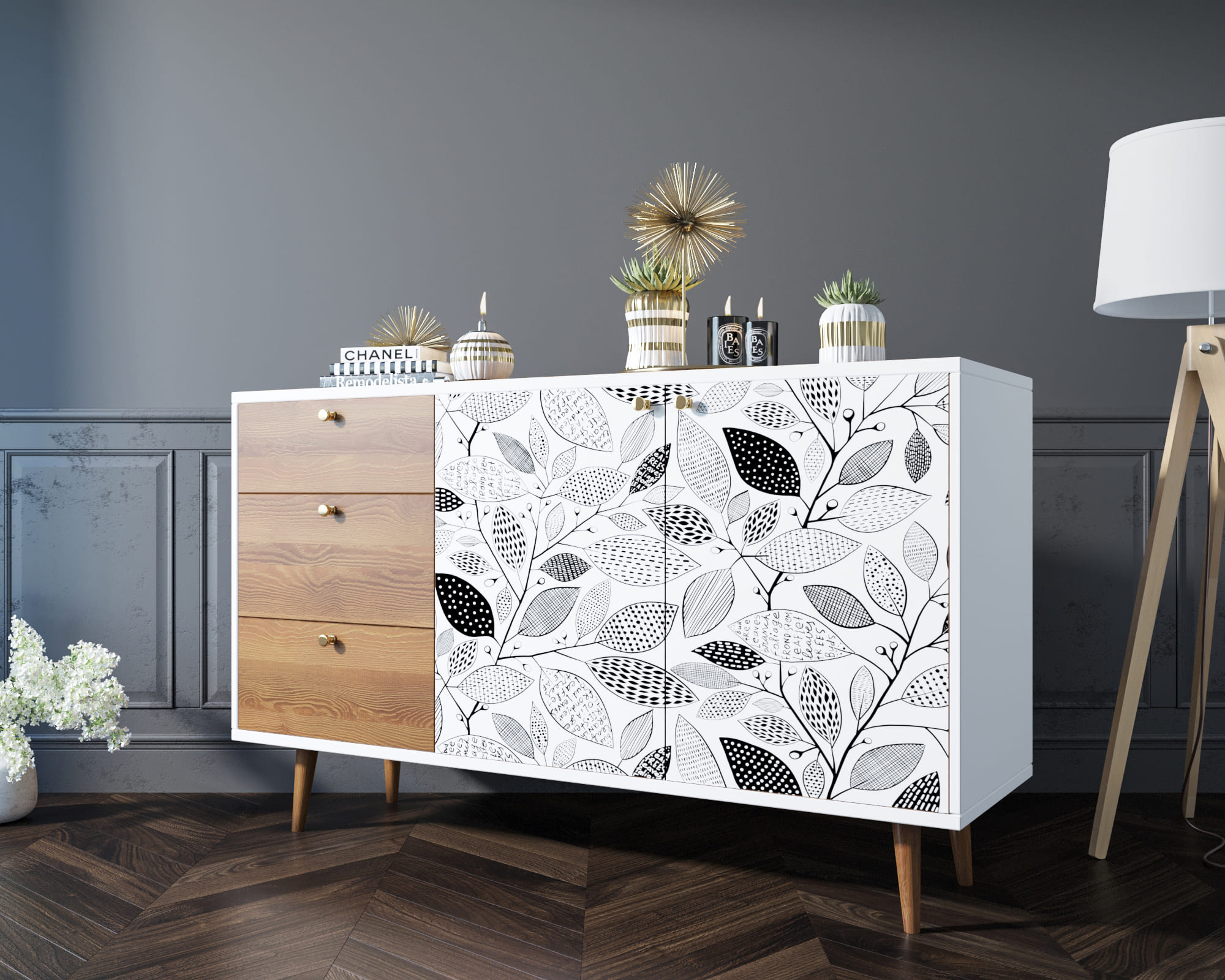 фото Комод "Berber" с двумя дверками и ящиками 9 принт арт BB05/Print_09