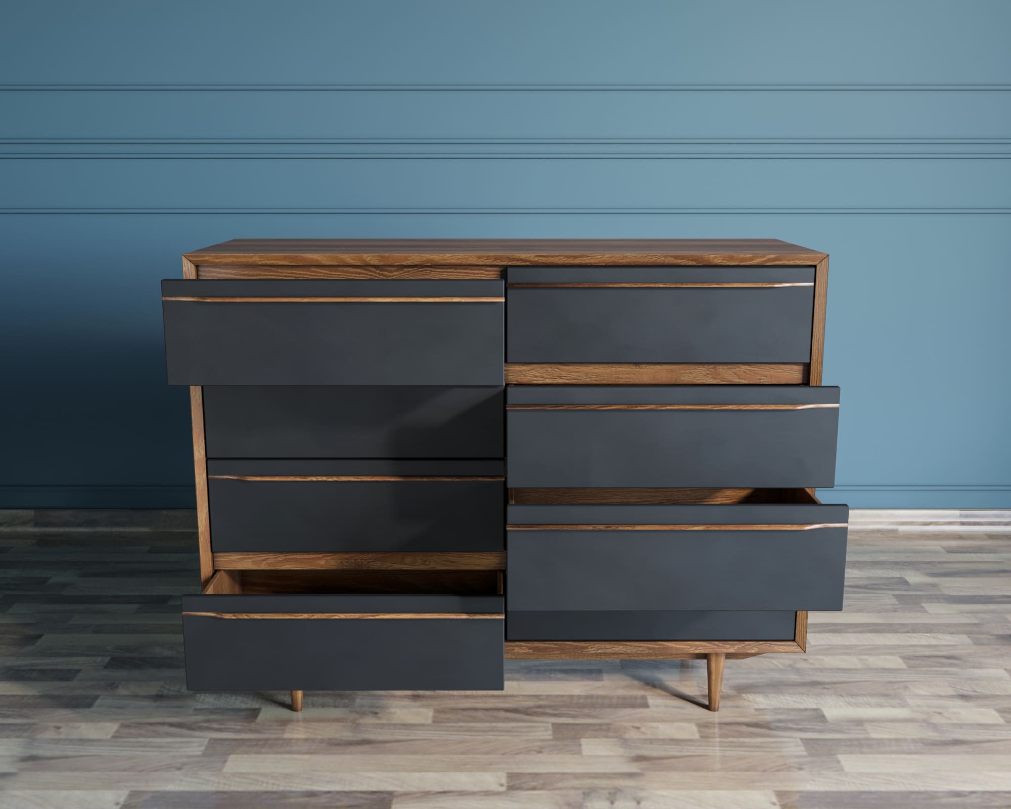 заказать Комод "Bruni Black" на восемь ящиков арт BR06Black