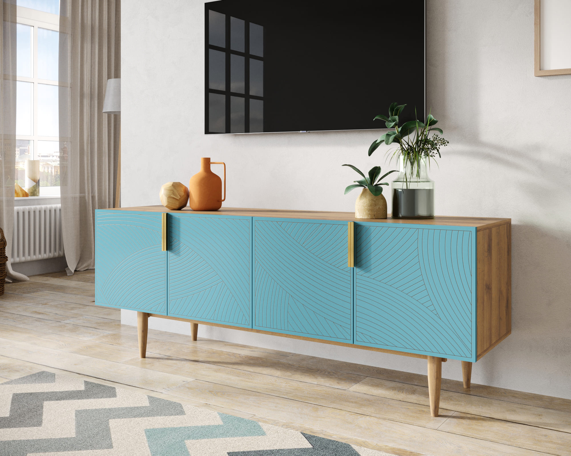 заказать Комод под TV с четыремя дверками "Line" LN06/GR1/blue