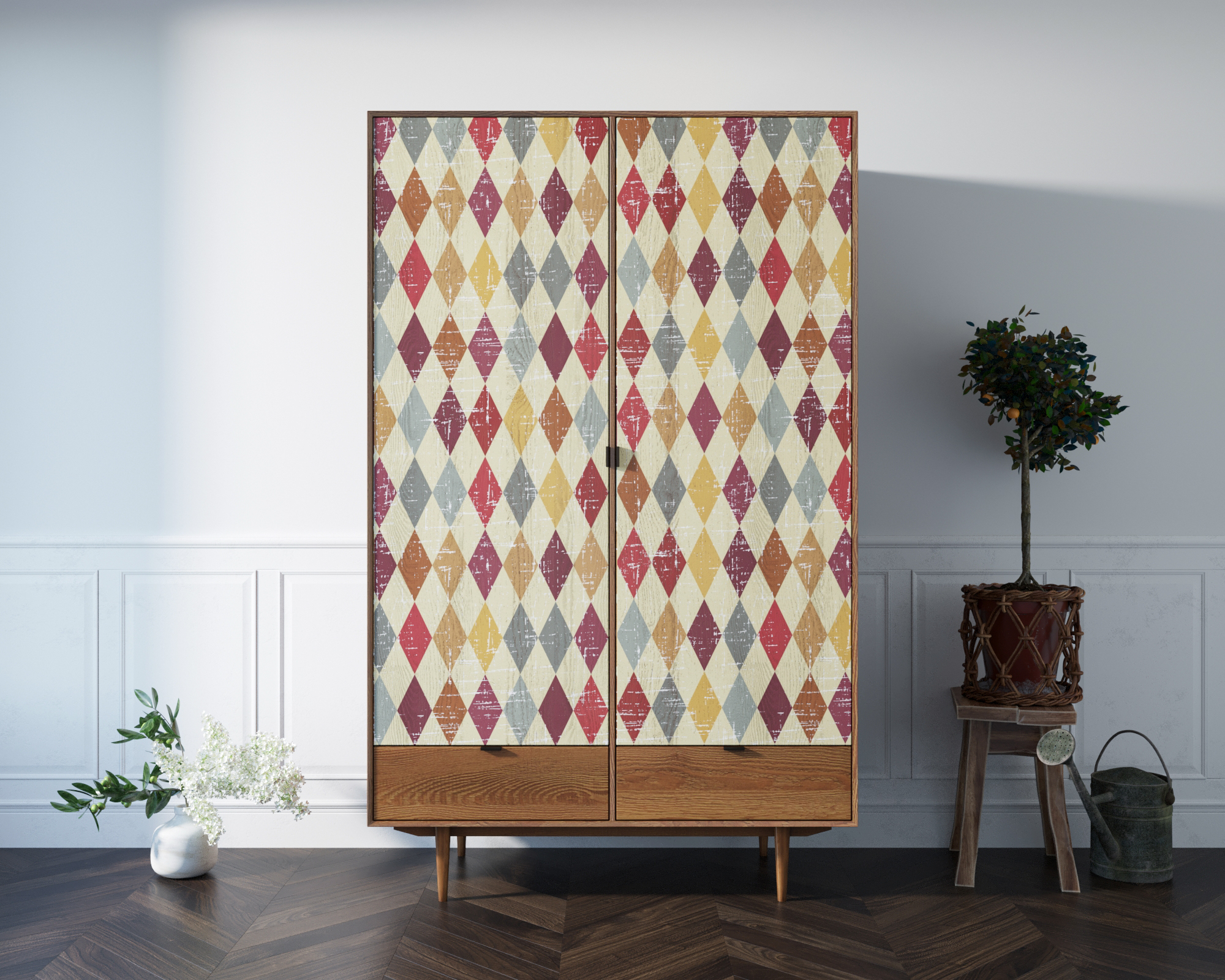 фото Шкаф двустворчатый  "Bruni print" с двумя ящиками арт BR27/2P