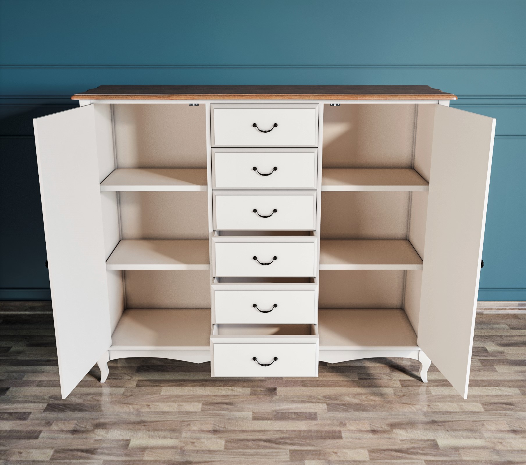 купить Комод «Leontina» с шестью ящиками и дверками арт ST9350