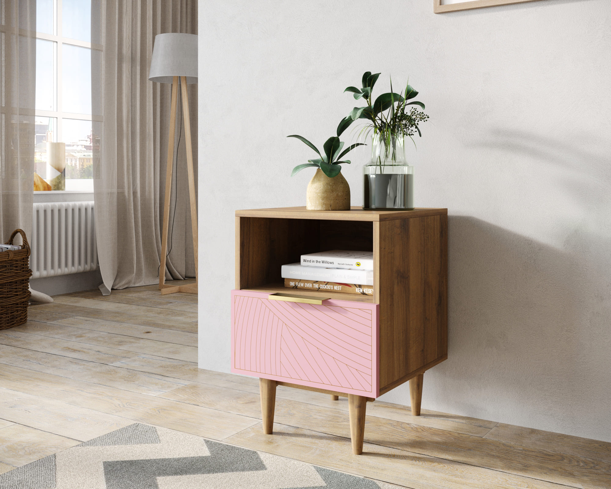 заказать Тумбочка с нижним ящиком "Line" LN09/GR1/pink в Москве заказать Тумбочка с нижним ящиком "Line" LN09/GR1/pink