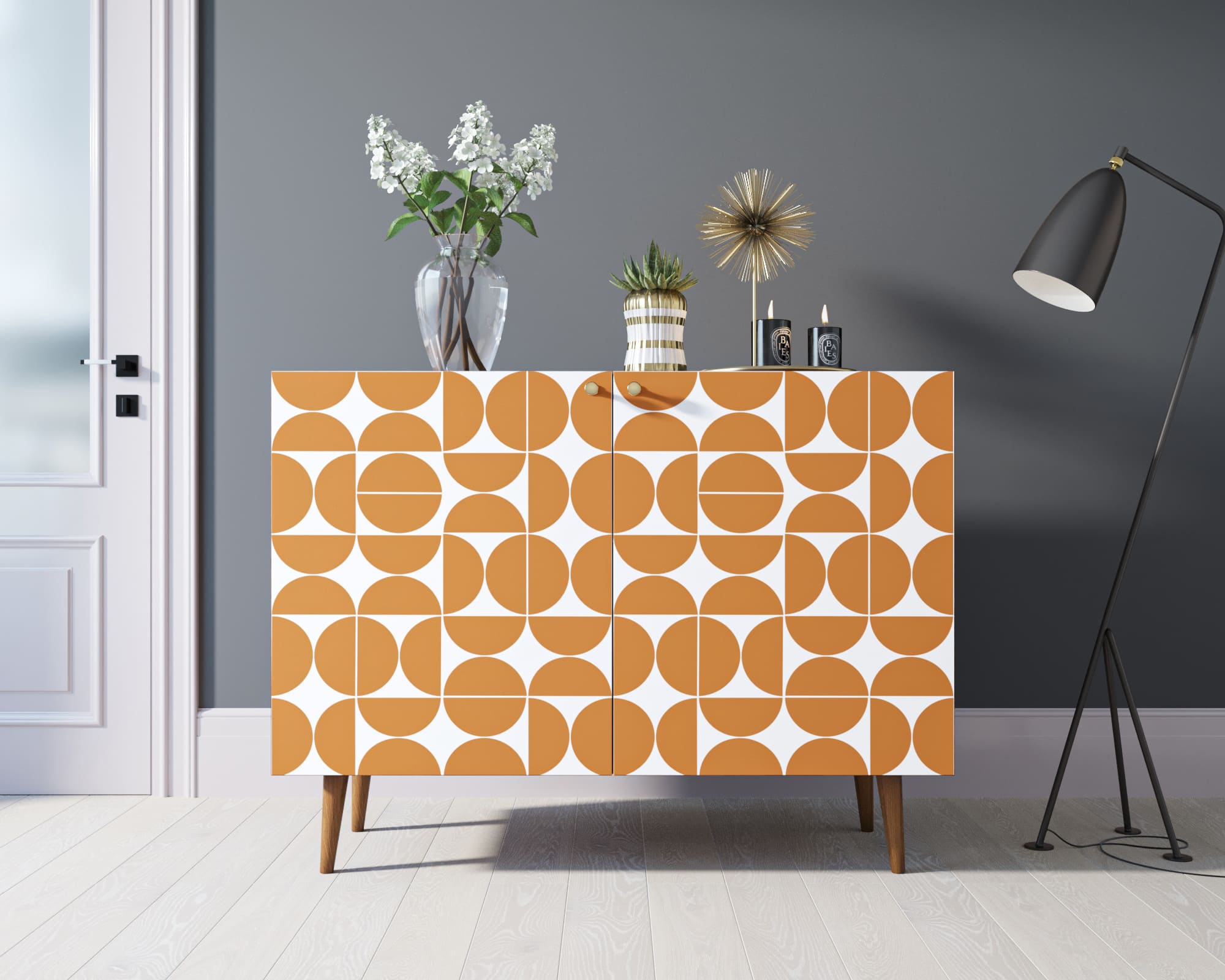 Комод "Berber" две дверки 14 принт арт BB04/Print_14 в интерьере