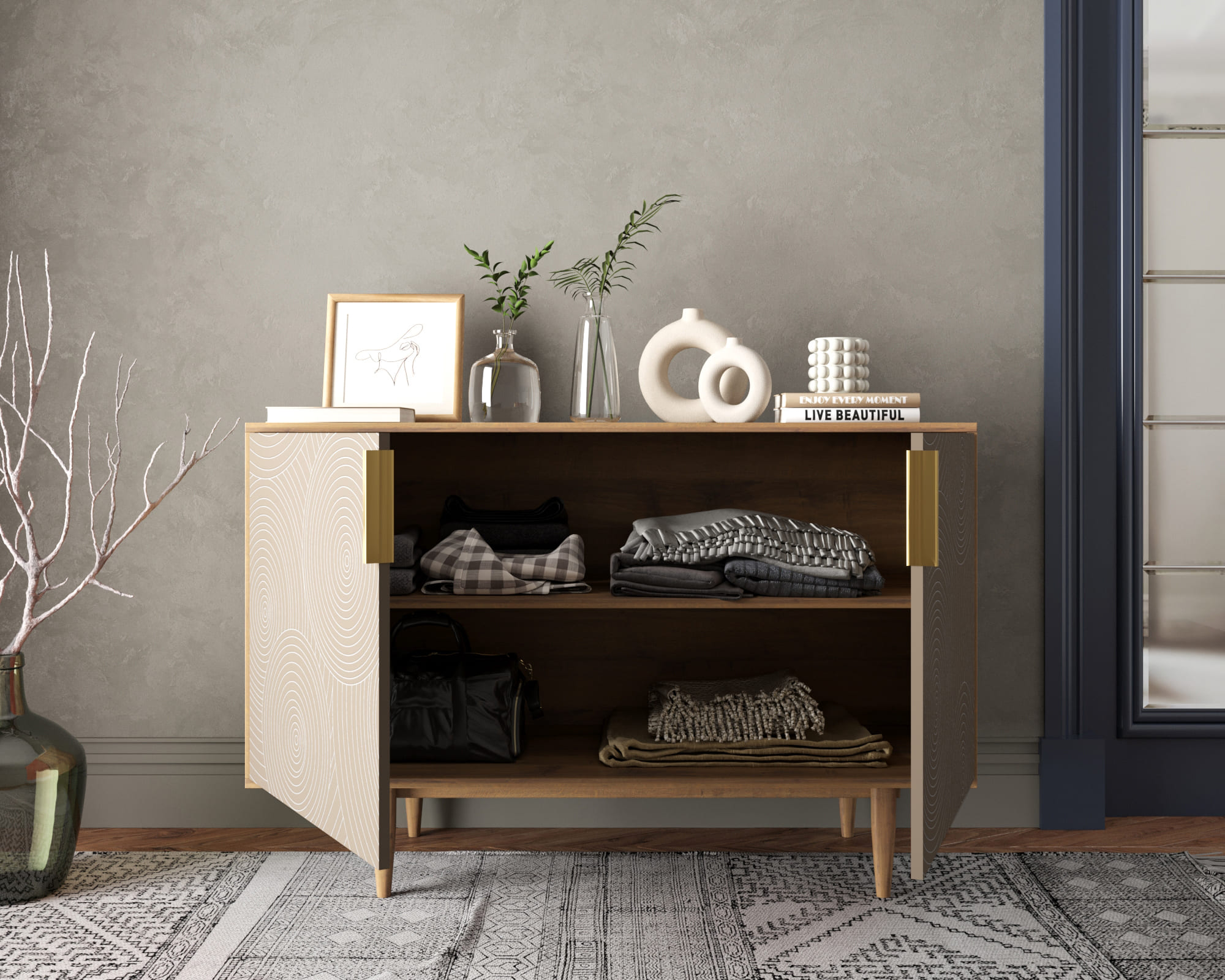 купить Комод с двумя дверками "Line" R18/beige