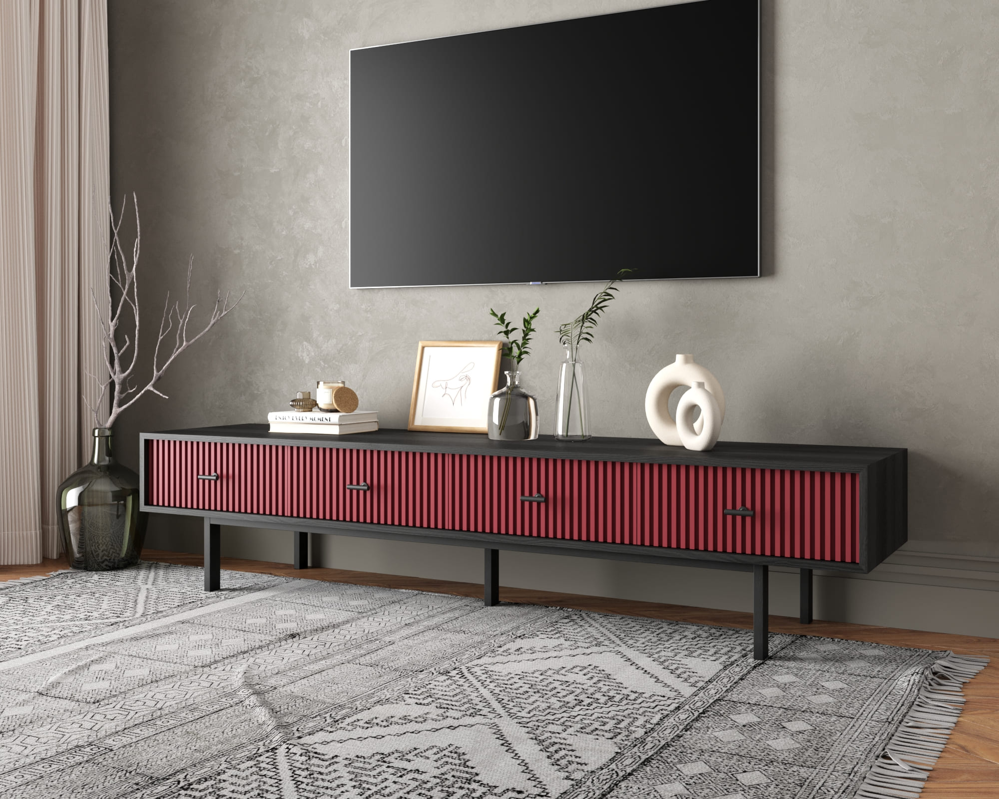 заказать Комод с четырьмя ящиками под TV "Emerson" арт EM06/red/L