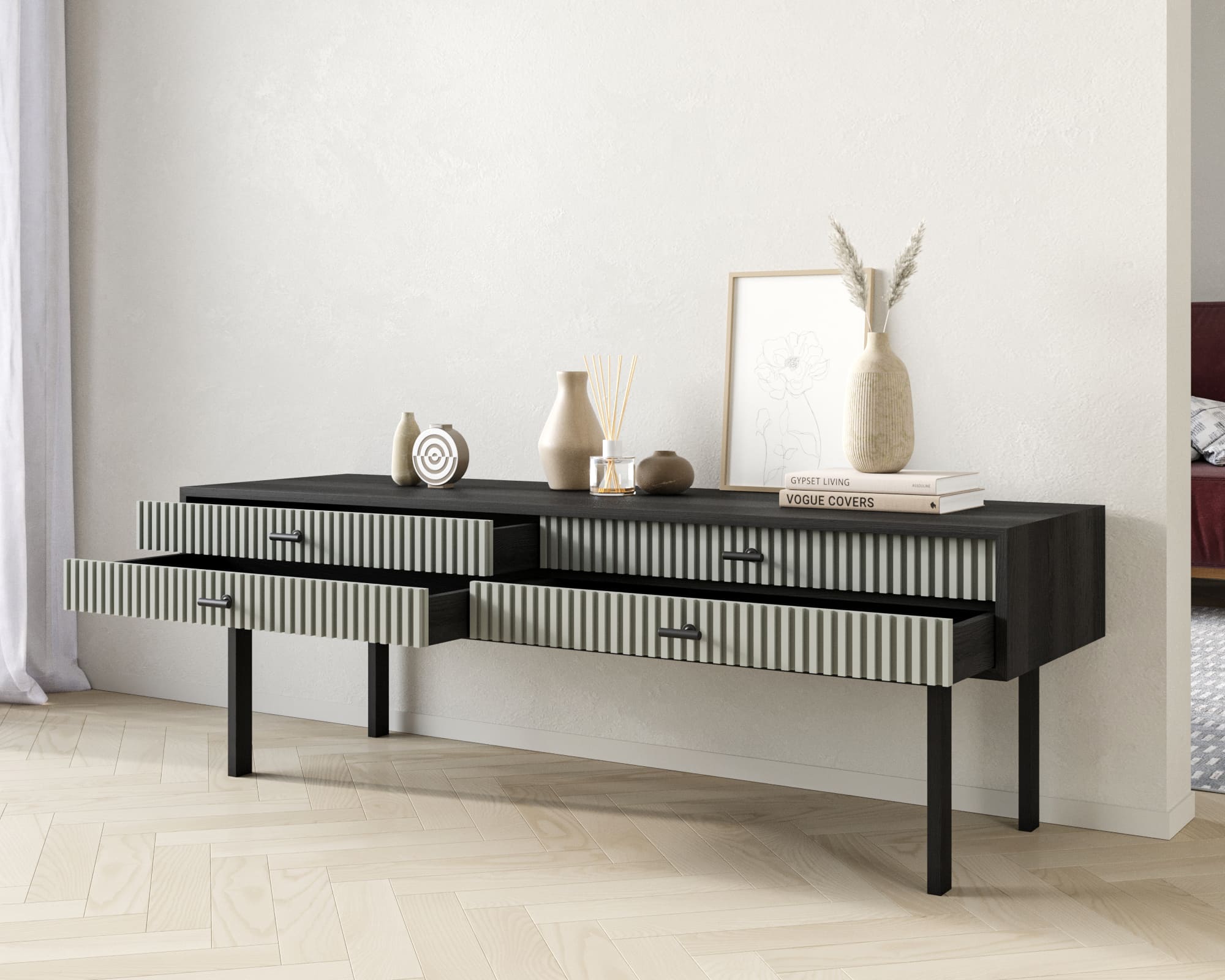 купить Консоль с двумя ящиками "Emerson" арт EM23/gray/L