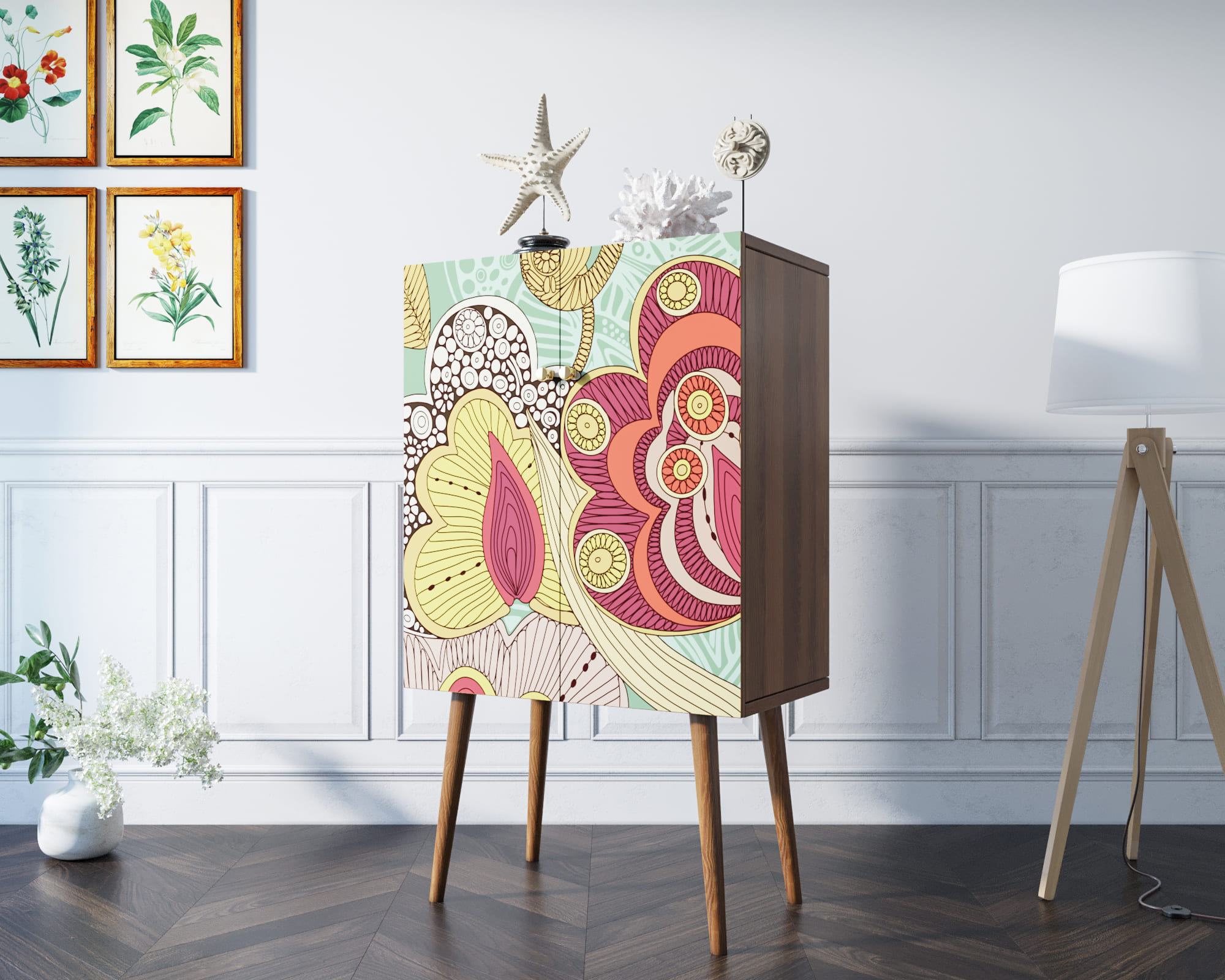 Комод на высоких ножках "Berber" принт 6 арт BB09/Print_06 в интернет-магазине в Москве Комод на высоких ножках "Berber" принт 6 арт BB09/Print_06 в интернет-магазине