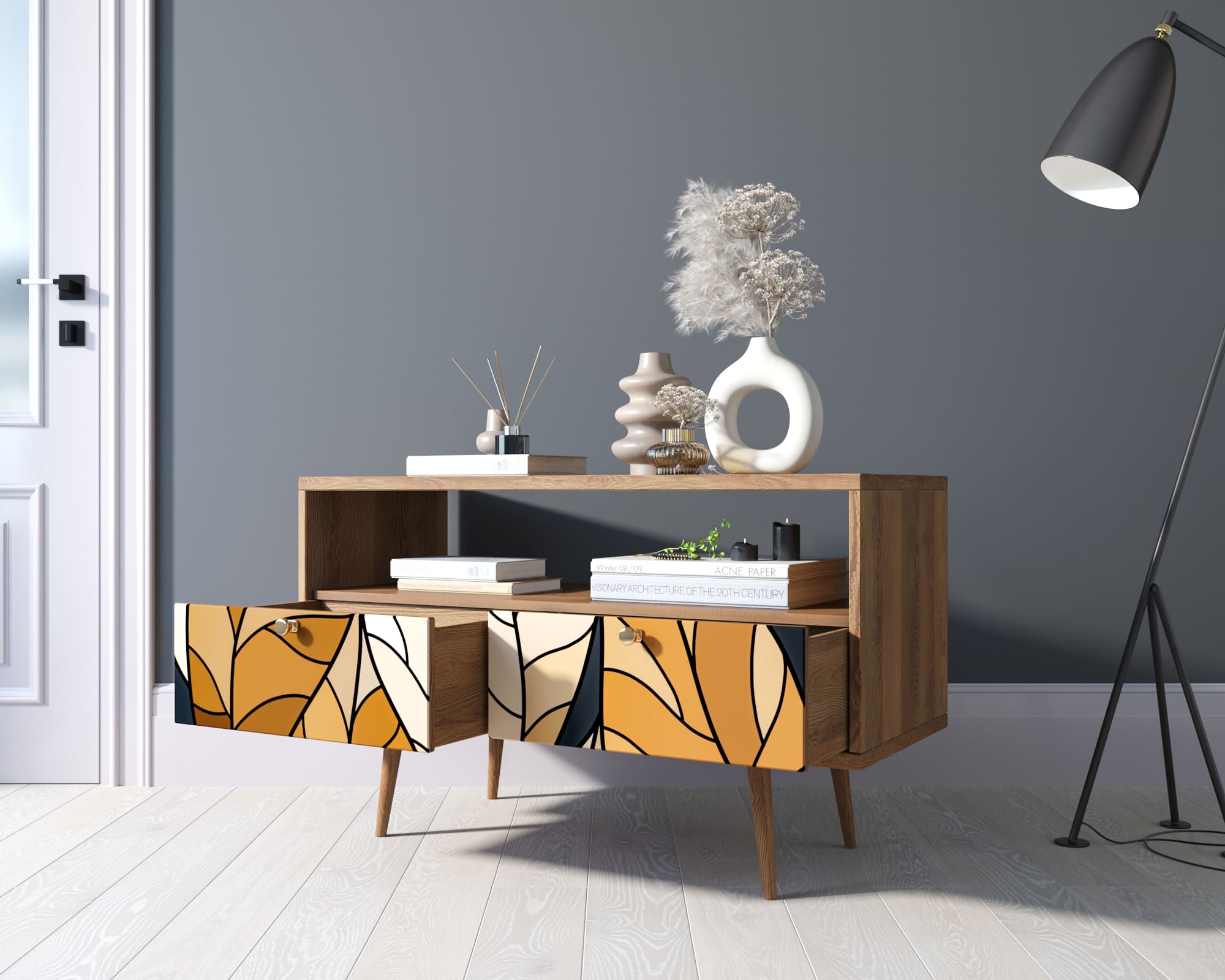 купить Консоль "Berber" с двумя ящиками принт 08 арт BB22/Print_08