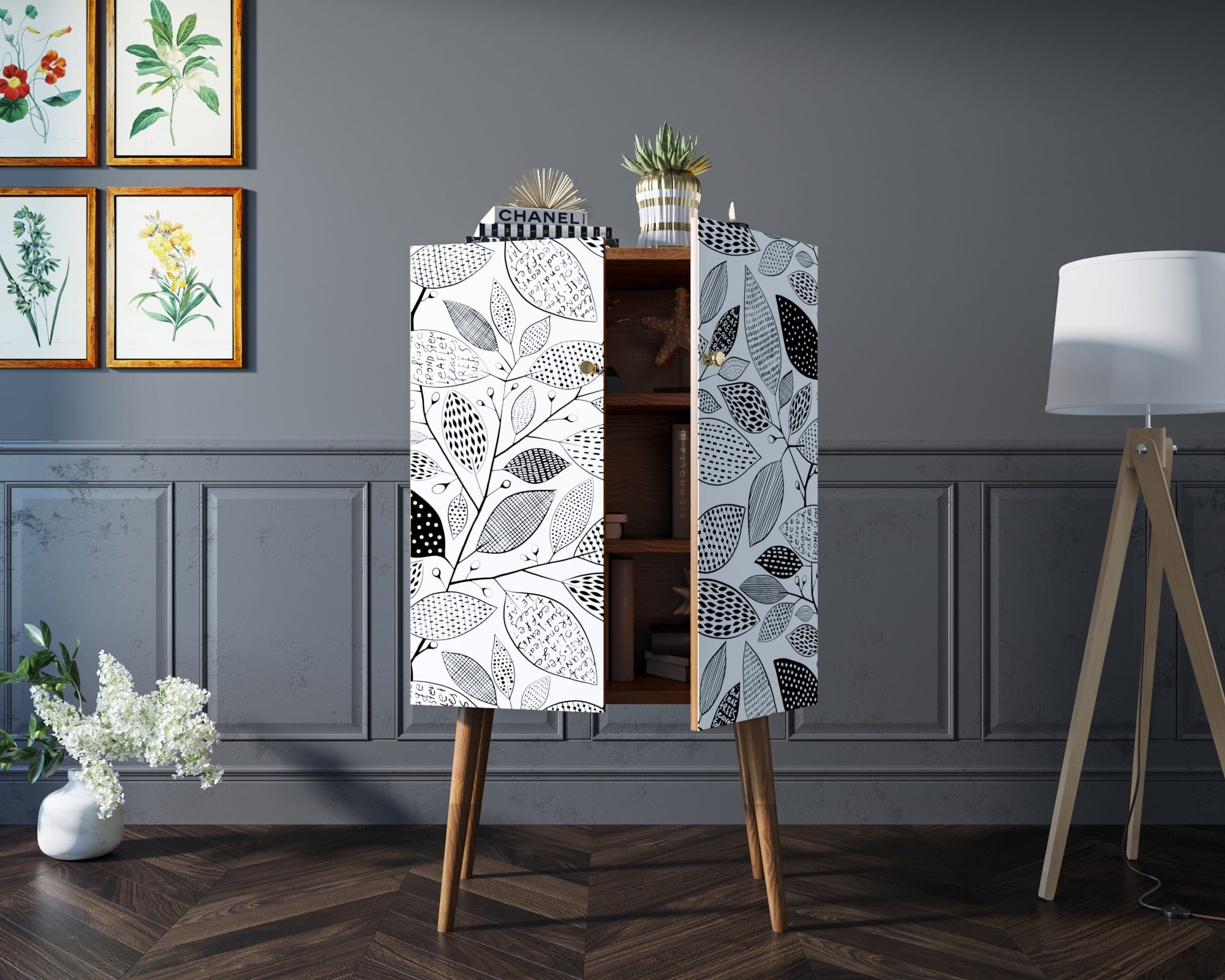 Комод на высоких ножках "Berber" 9 принт арт BB09/Print_09 в интернет-магазине