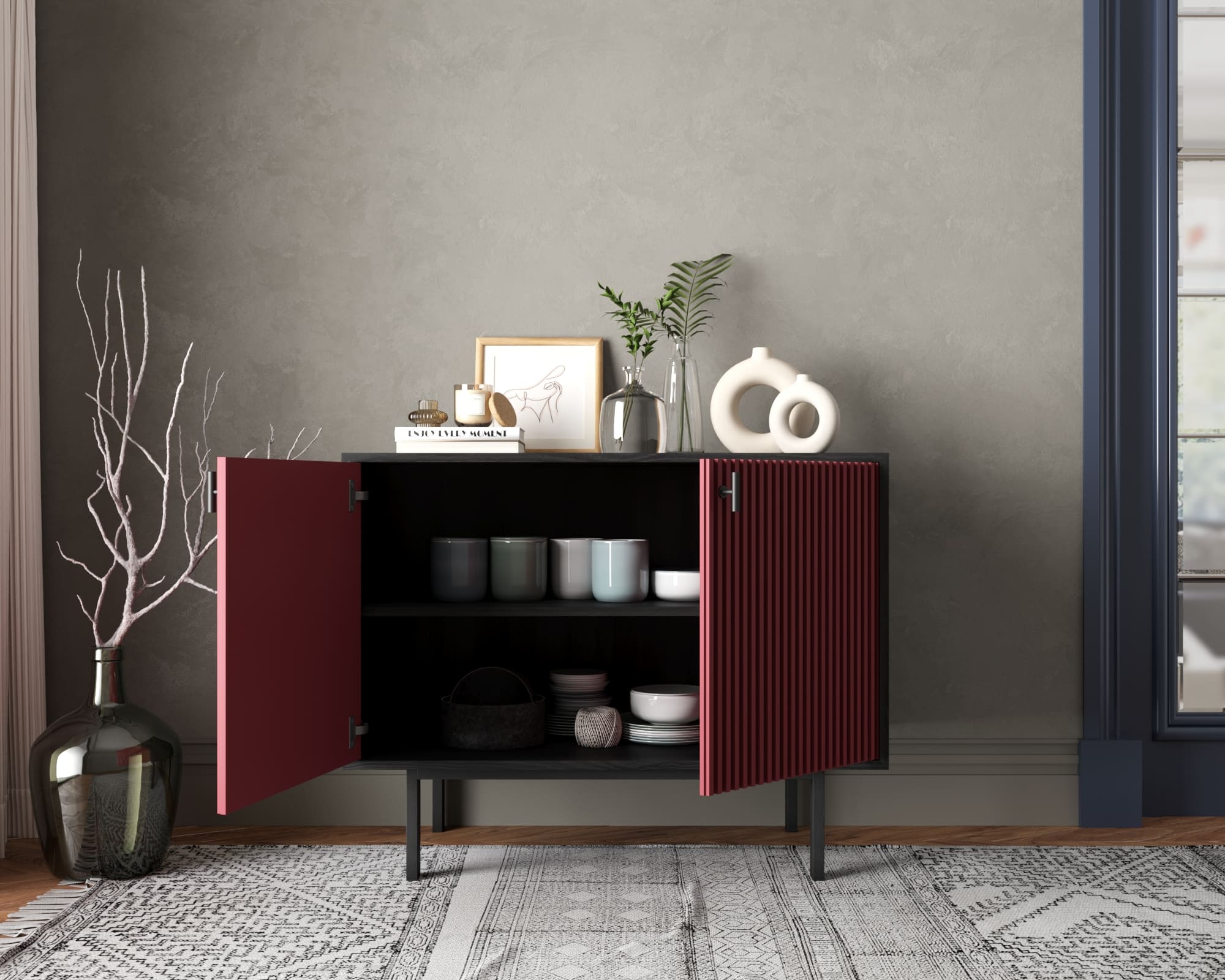 купить Комод с двумя дверками "Emerson" арт EM02/red/L