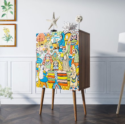 Комод на высоких ножках "Berber" принт 1 арт BB09/Print_01 в Москве Комод на высоких ножках "Berber" принт 1 арт BB09/Print_01