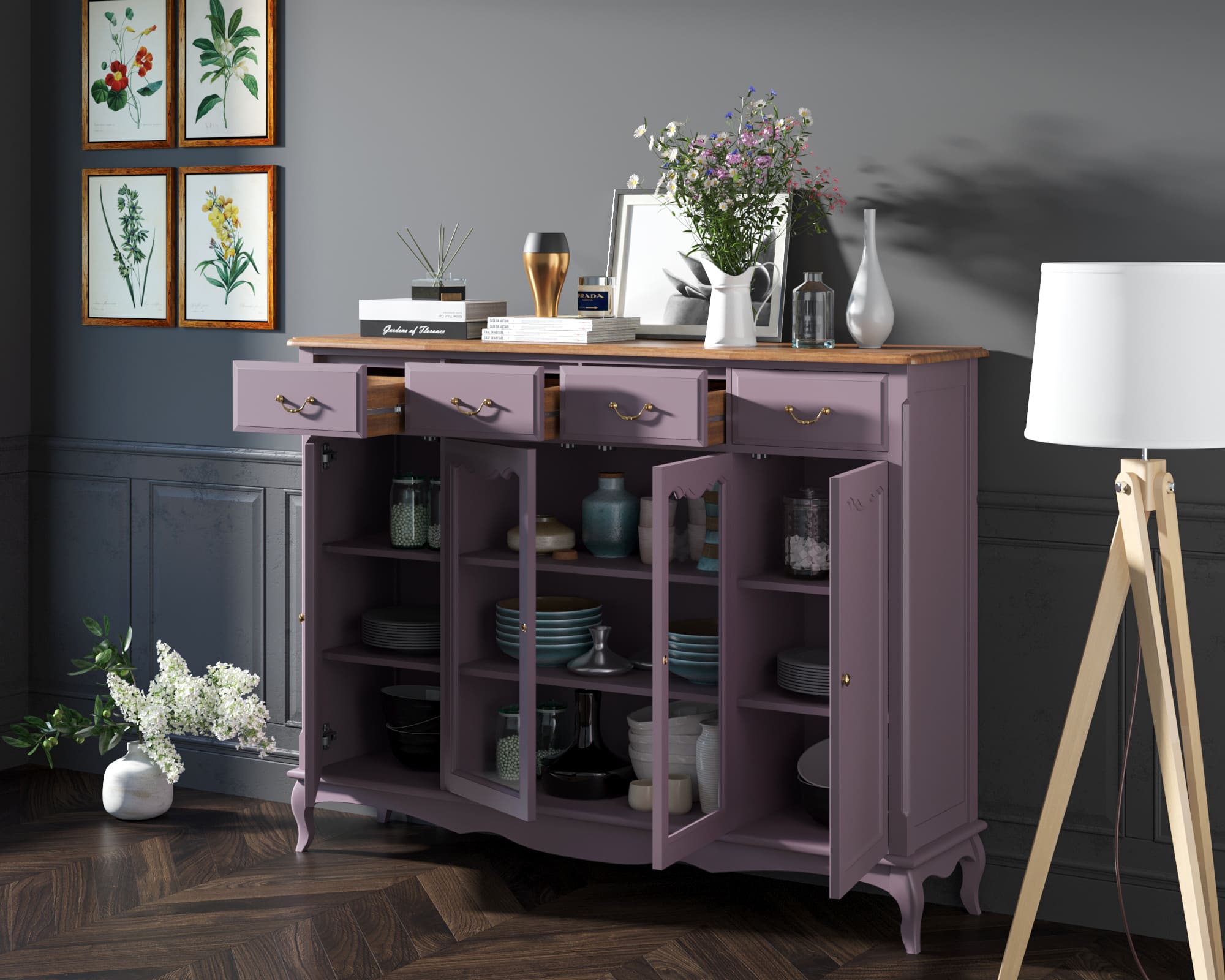 Комод-витрина Leontina Lavanda арт ST9363L в интернет-магазине в Москве Комод-витрина Leontina Lavanda арт ST9363L в интернет-магазине