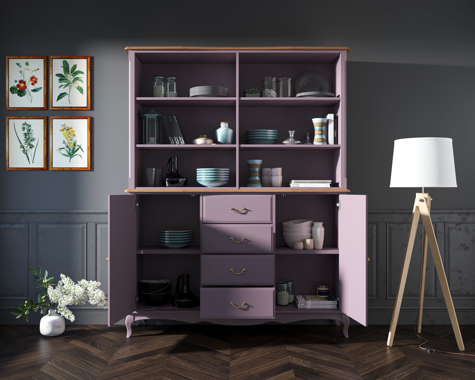 купить Шкаф Leontina Lavanda с открытым верхом арт ST9351/2L