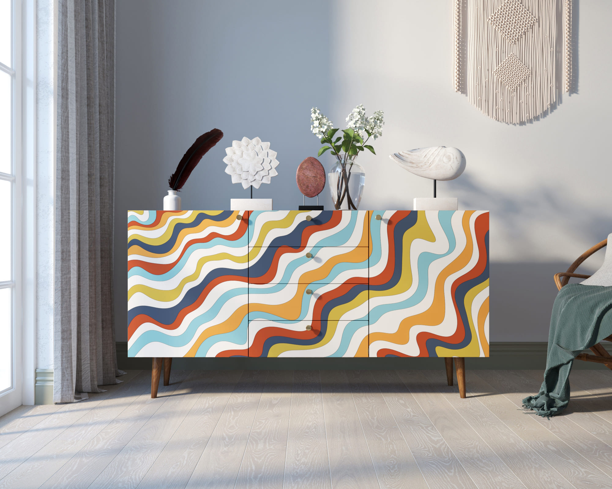 Комод "Berber" с ящиками принт 21 арт BB14/Print_21 в интерьере