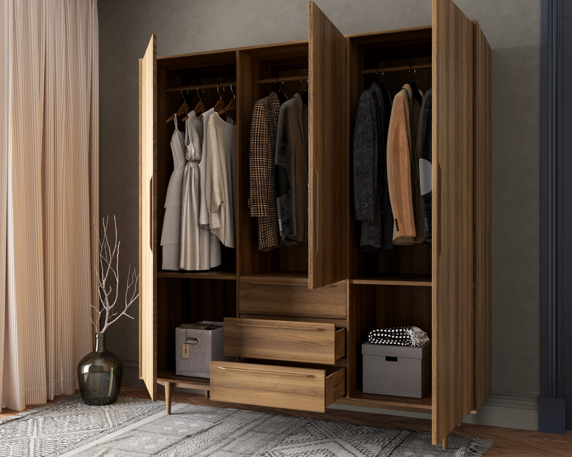 купить Шкаф в скандинавском стиле "Bruni" трехстворчатый арт BR27/3