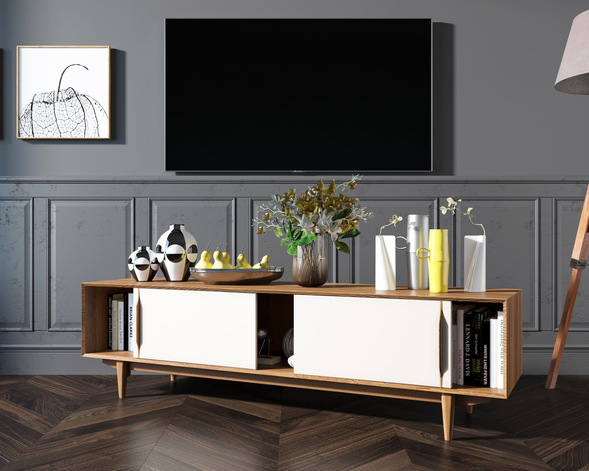 купить Консоль в Скандинавском стиле под TV "Bruni white" арт BR-22WH