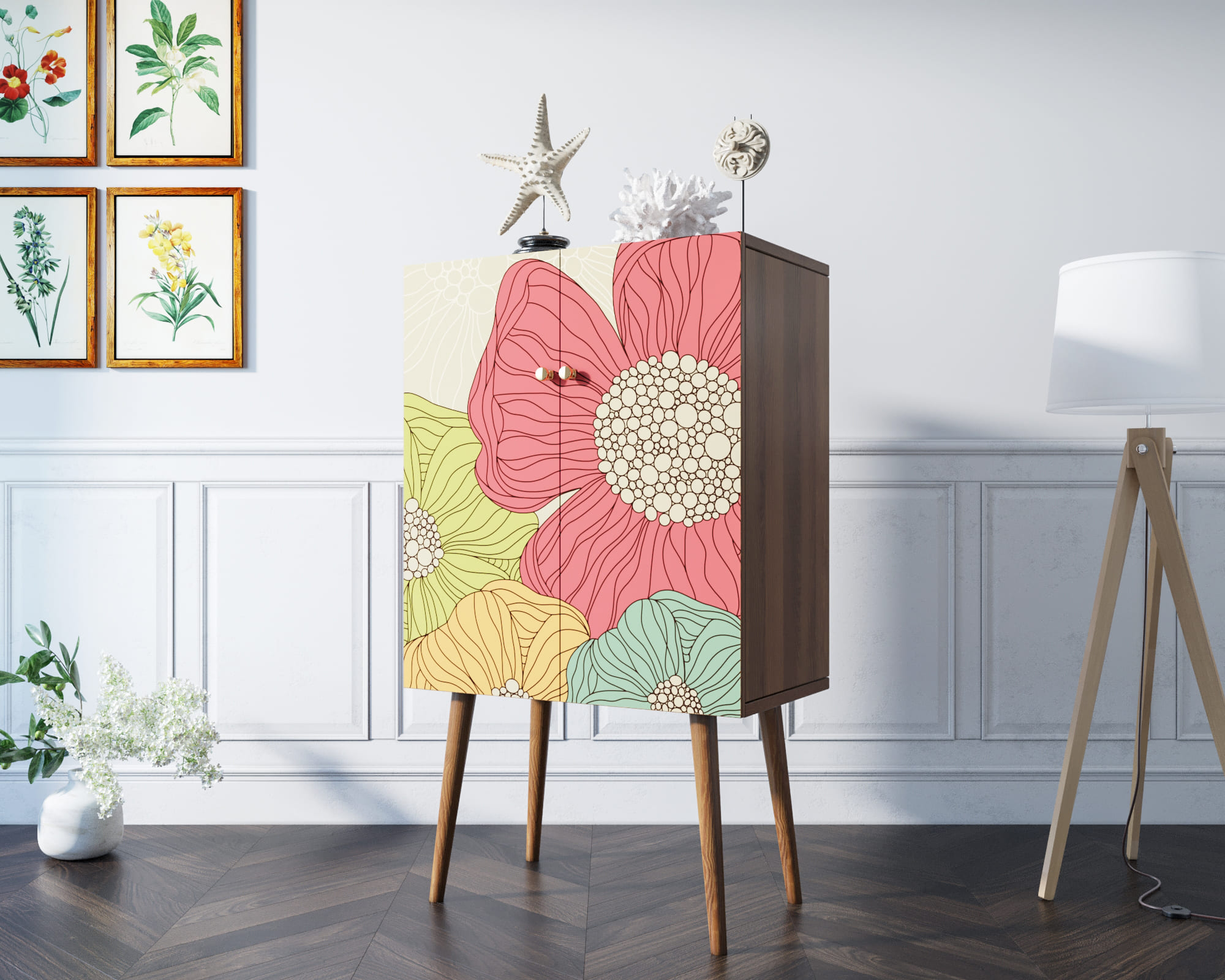 фото Комод на высоких ножках "Berber" 5 принт арт BB09/Print_05