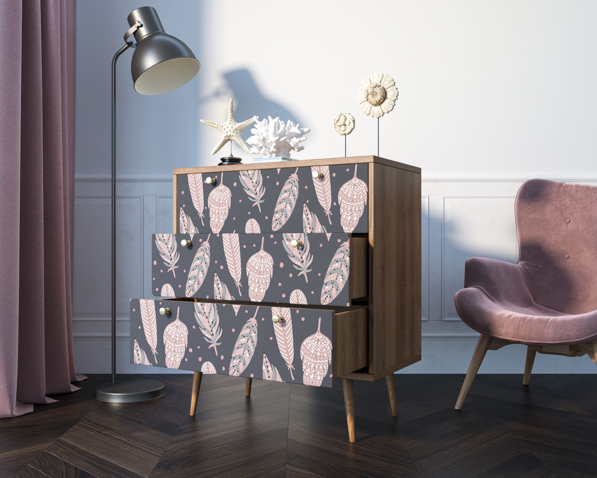 купить Комод "Berber" три ящика 40 принт арт BB40/Print_40