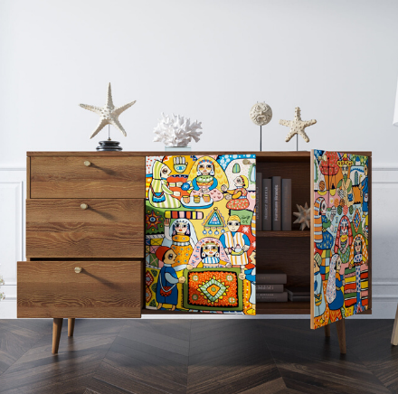 Комод "Berber" с двумя дверками и ящиками 1 принт арт BB05/Print_01 в Москве Комод "Berber" с двумя дверками и ящиками 1 принт арт BB05/Print_01