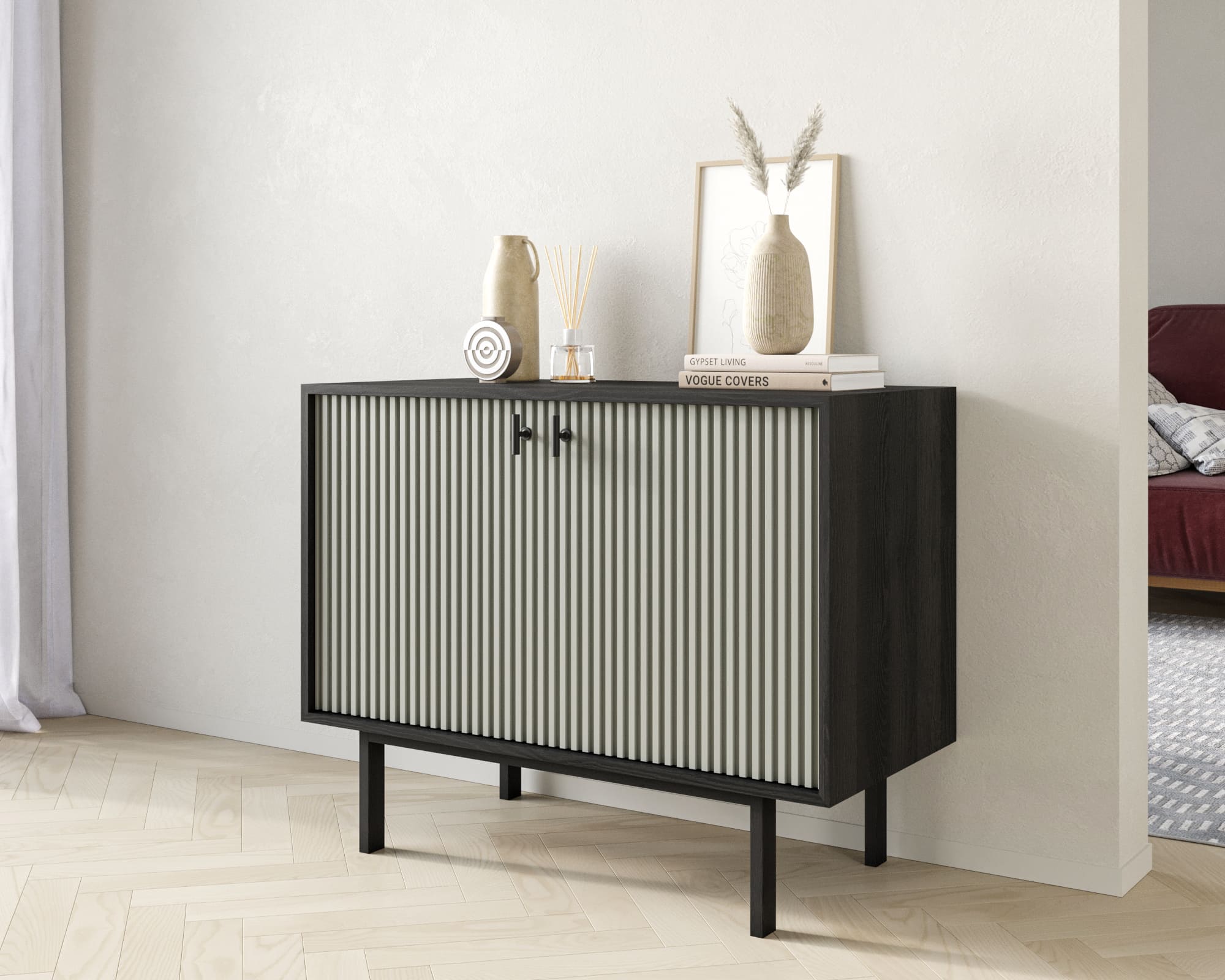 заказать Комод с двумя дверками "Emerson" арт EM02/gray/L