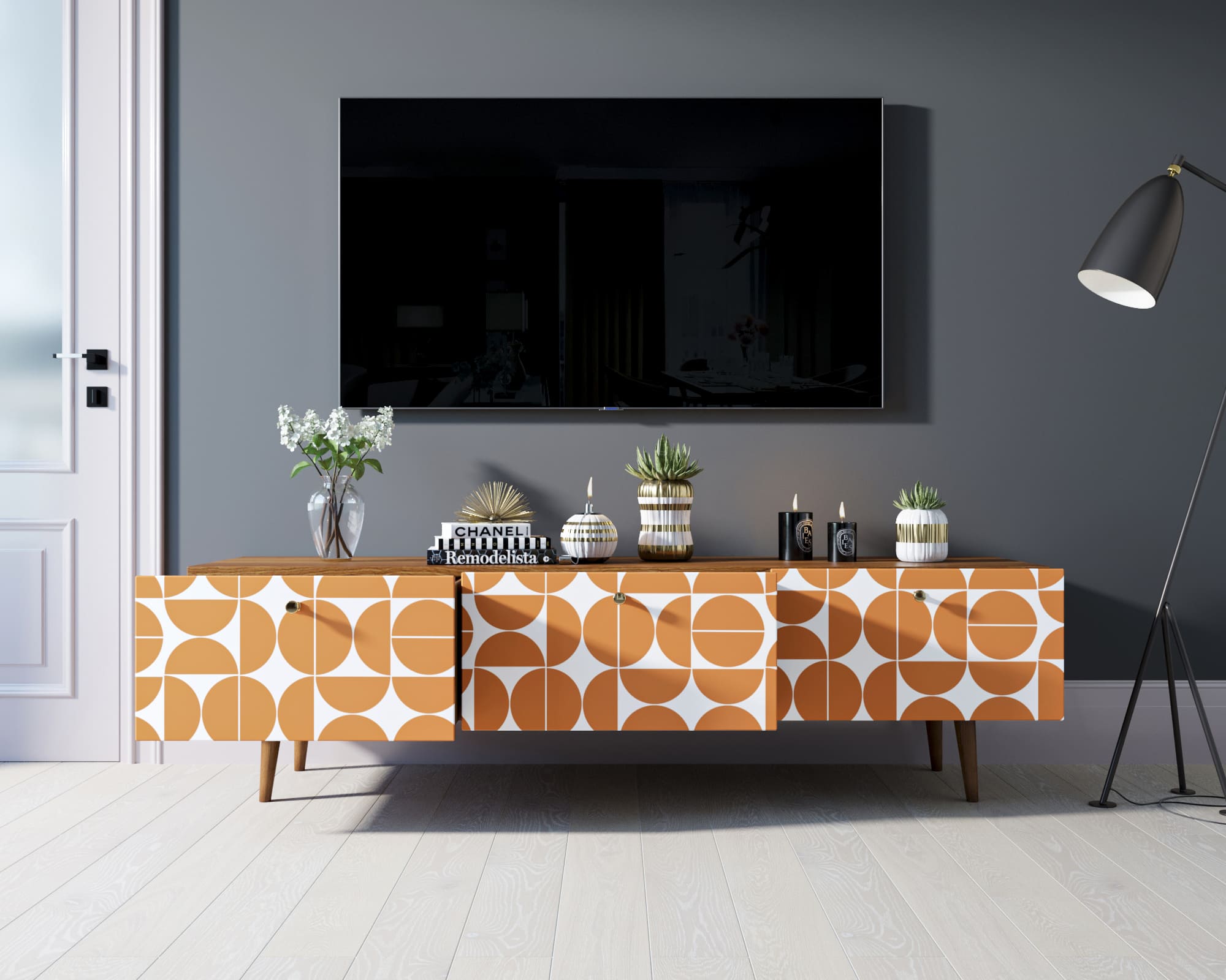 Комод "Berber" с ящиками низкий под TV принт 14 арт BB19/Print_14 в интернет-магазине