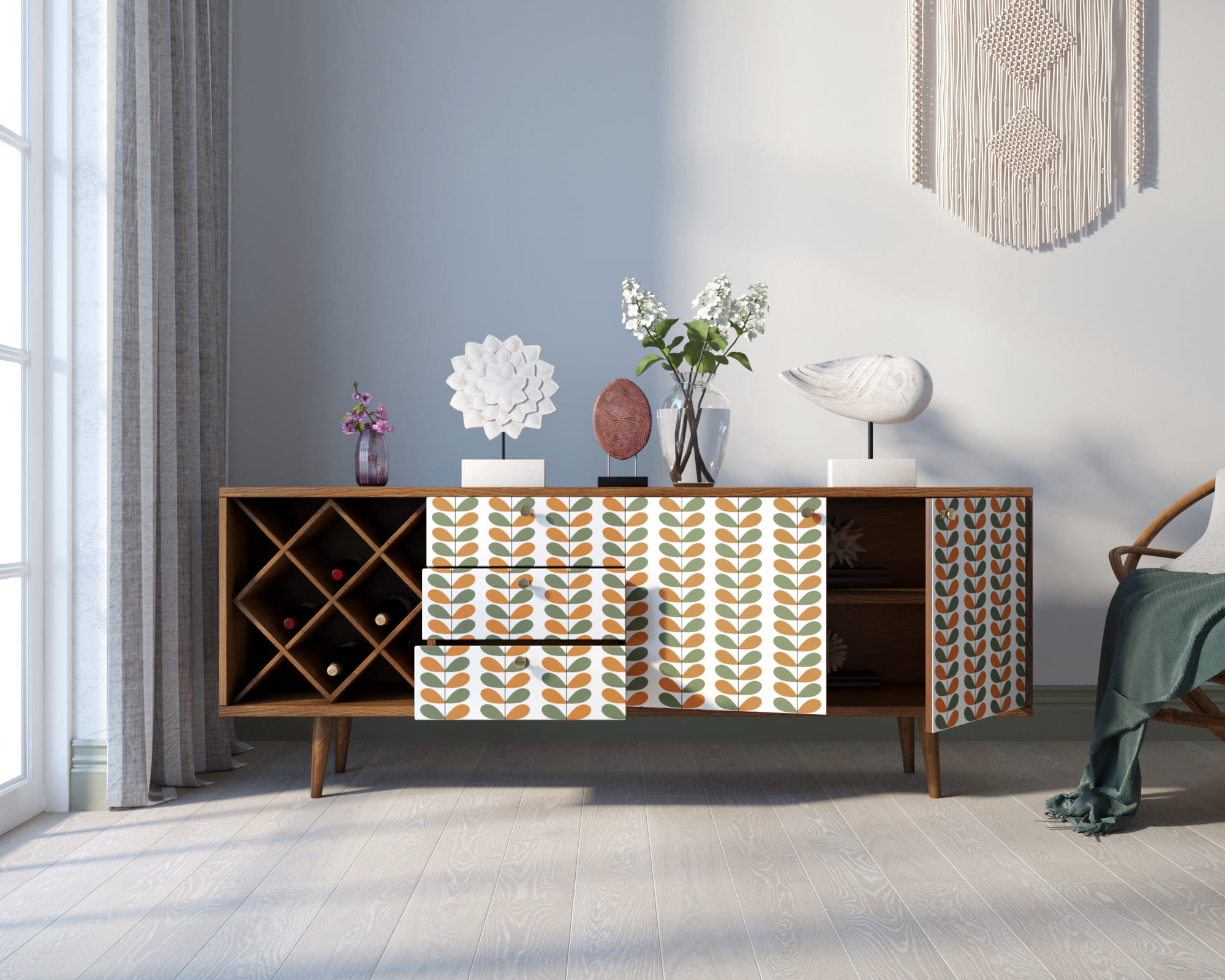 Комод "Berber" удлиненный с бутылочницей принт 23 арт BB15/Print_23 в интернет-магазине в Москве Комод "Berber" удлиненный с бутылочницей принт 23 арт BB15/Print_23 в интернет-магазине