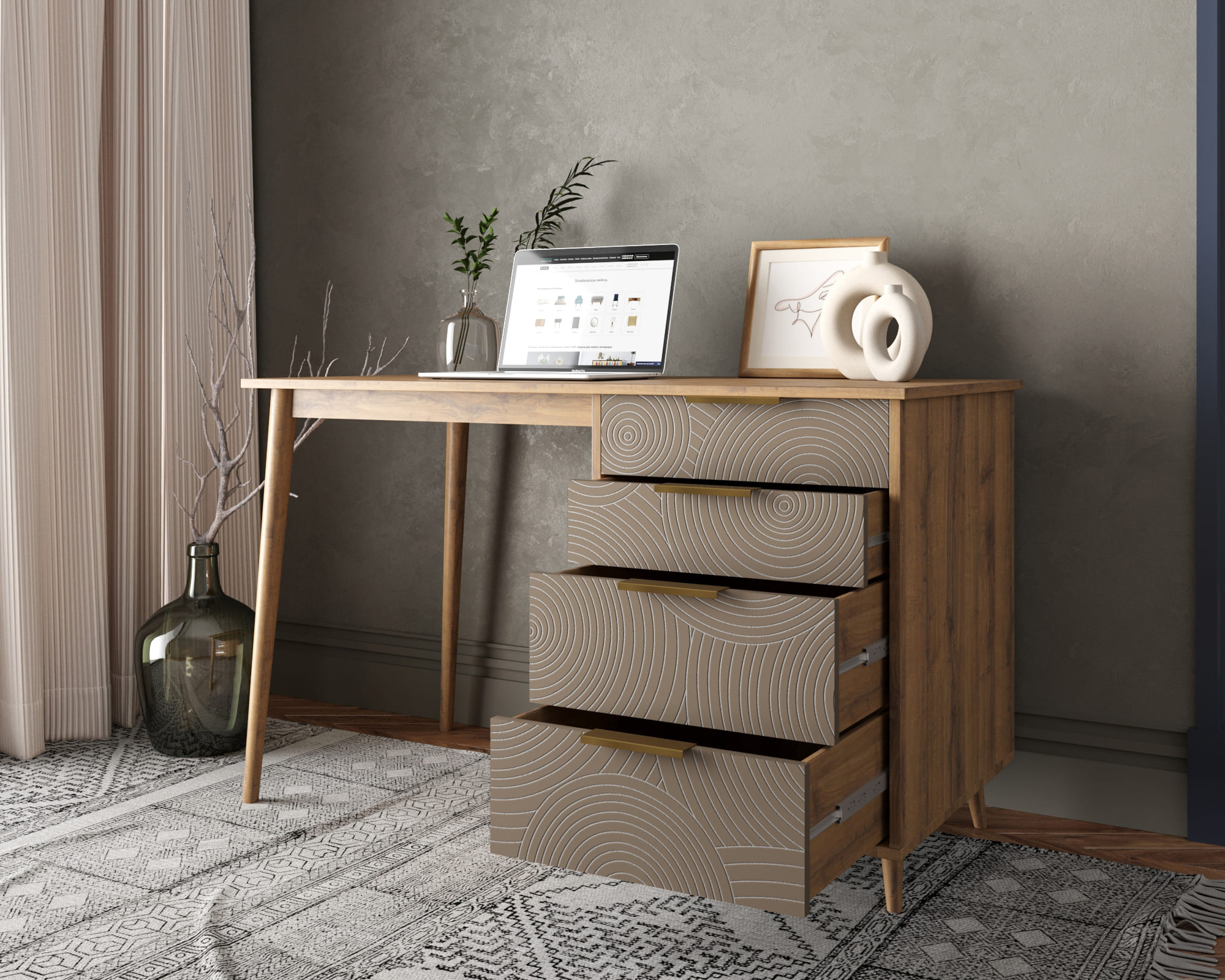 купить Стол рабочий "Line" одной тумбой R23/beige