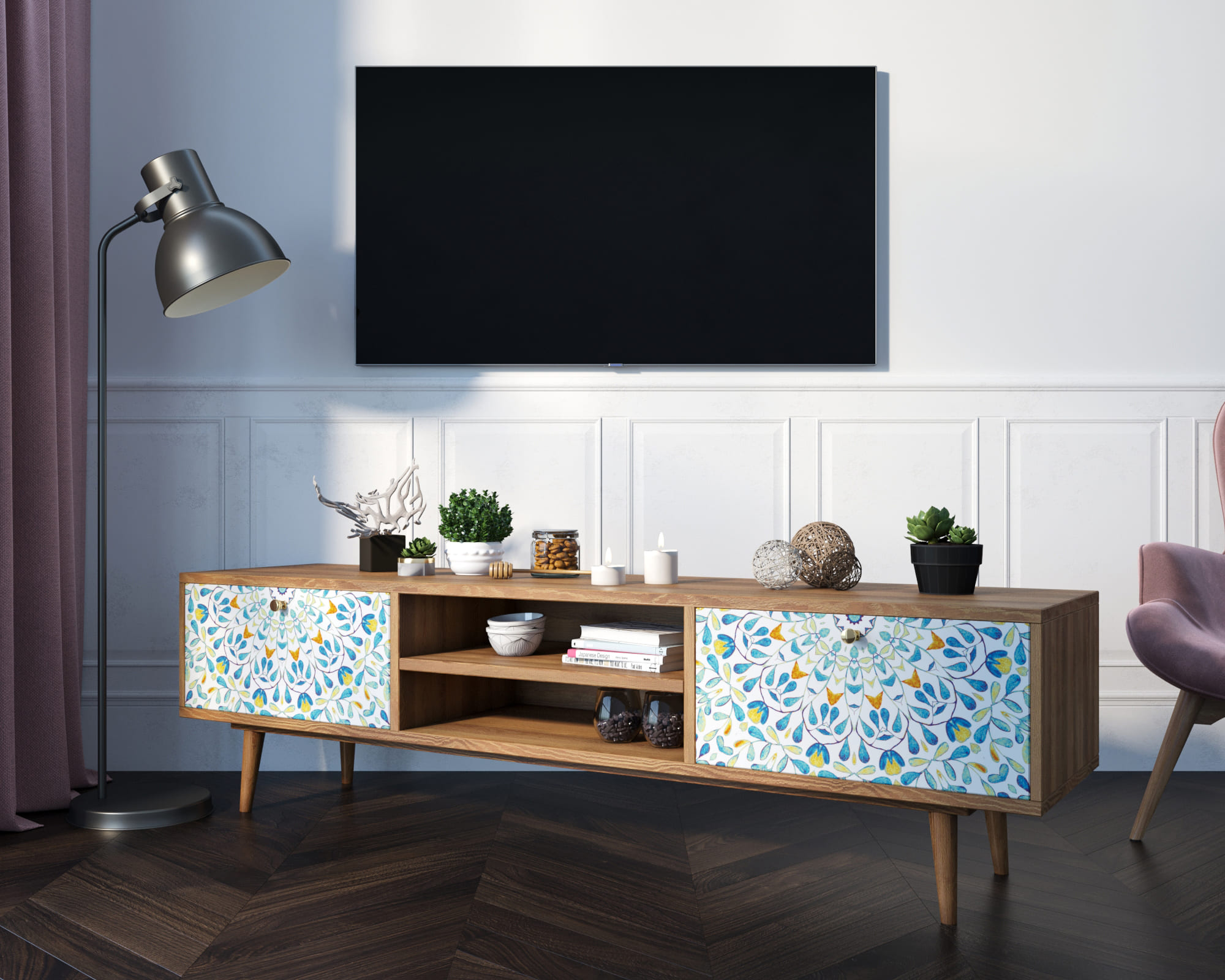 заказать Комод "Berber" с нишей низкий под TV принт 46 арт BB49/Print_46