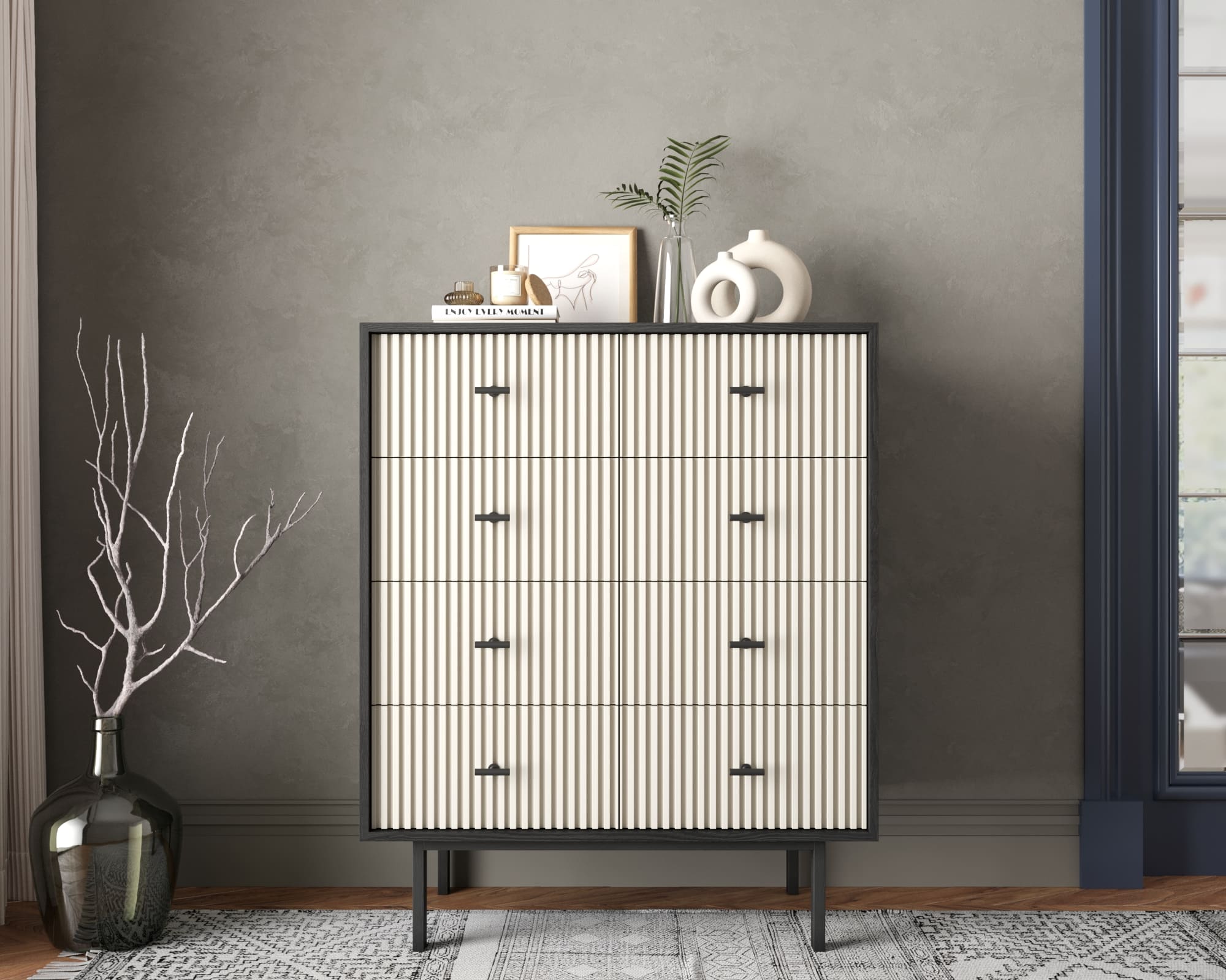 Комод на восемь ящиков "Emerson" арт EM20/milky/L в интернет-магазине