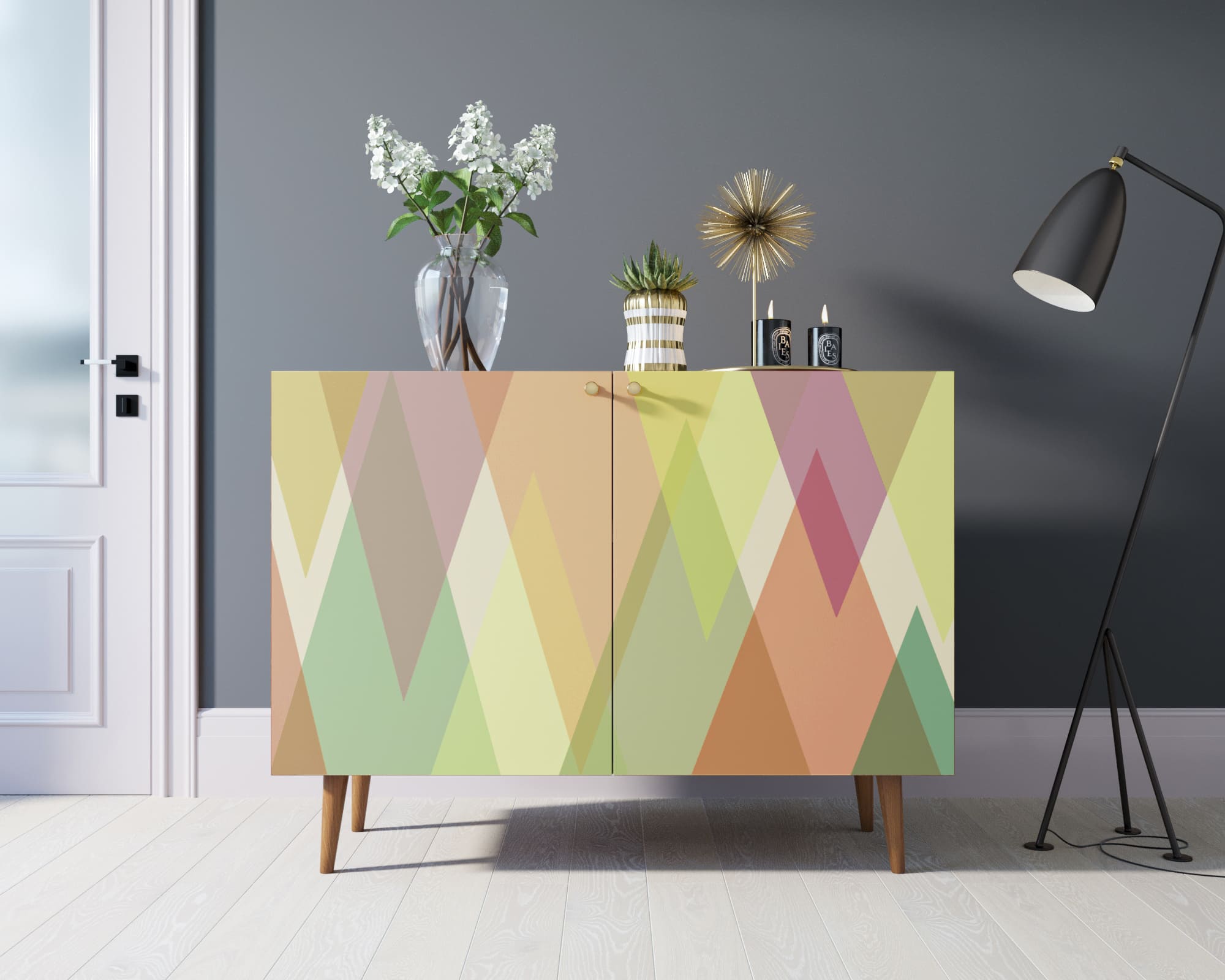 Комод "Berber" две дверки 16 принт арт BB04/Print_16 в интерьере