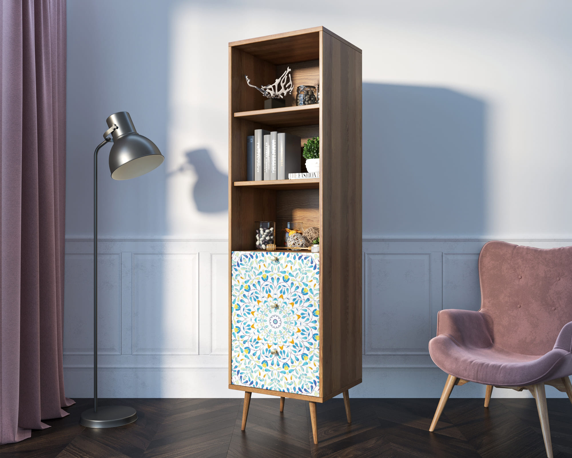 заказать Стеллаж с ящиками "Berber" принт 46 арт BB45/Print_46