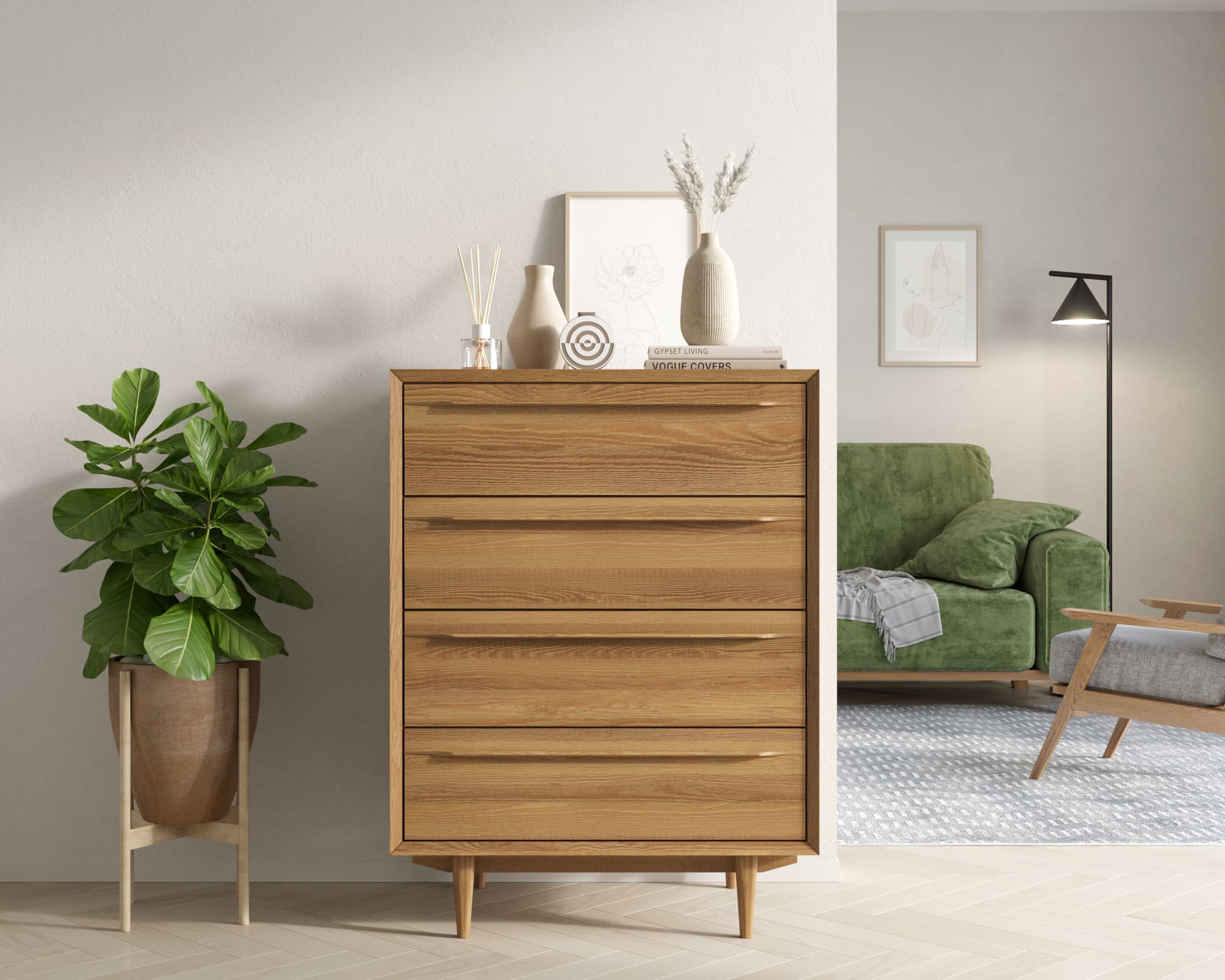 заказать Комод в Скандинавском стиле "Bruni" на четыре ящика арт BR08