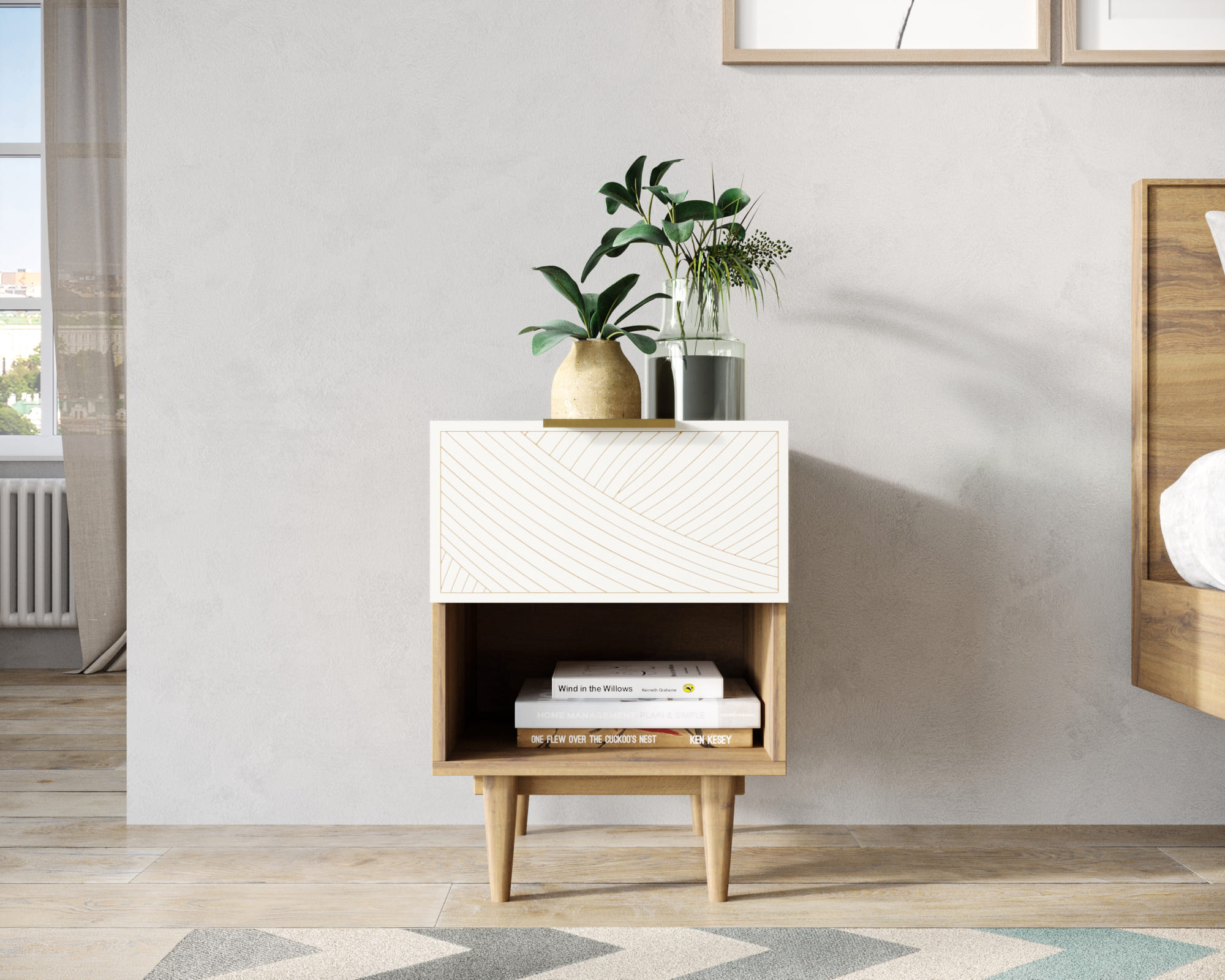 Тумбочка с верхним ящиком "Line" LN10/GR1/beige в интернет-магазине