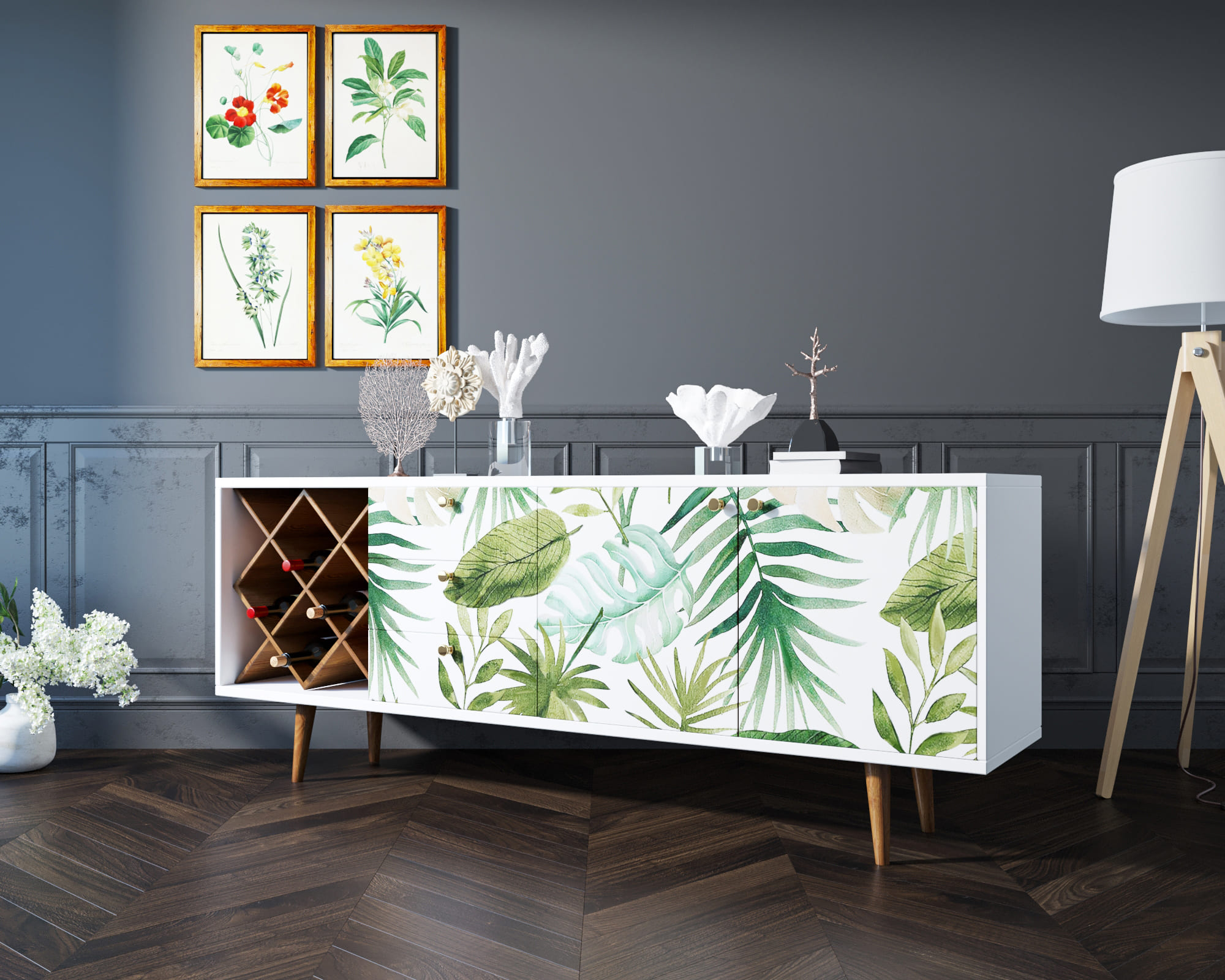 Комод "Berber" удлиненный с бутылочницей 4 принт арт BB15/Print_04 в интернет-магазине