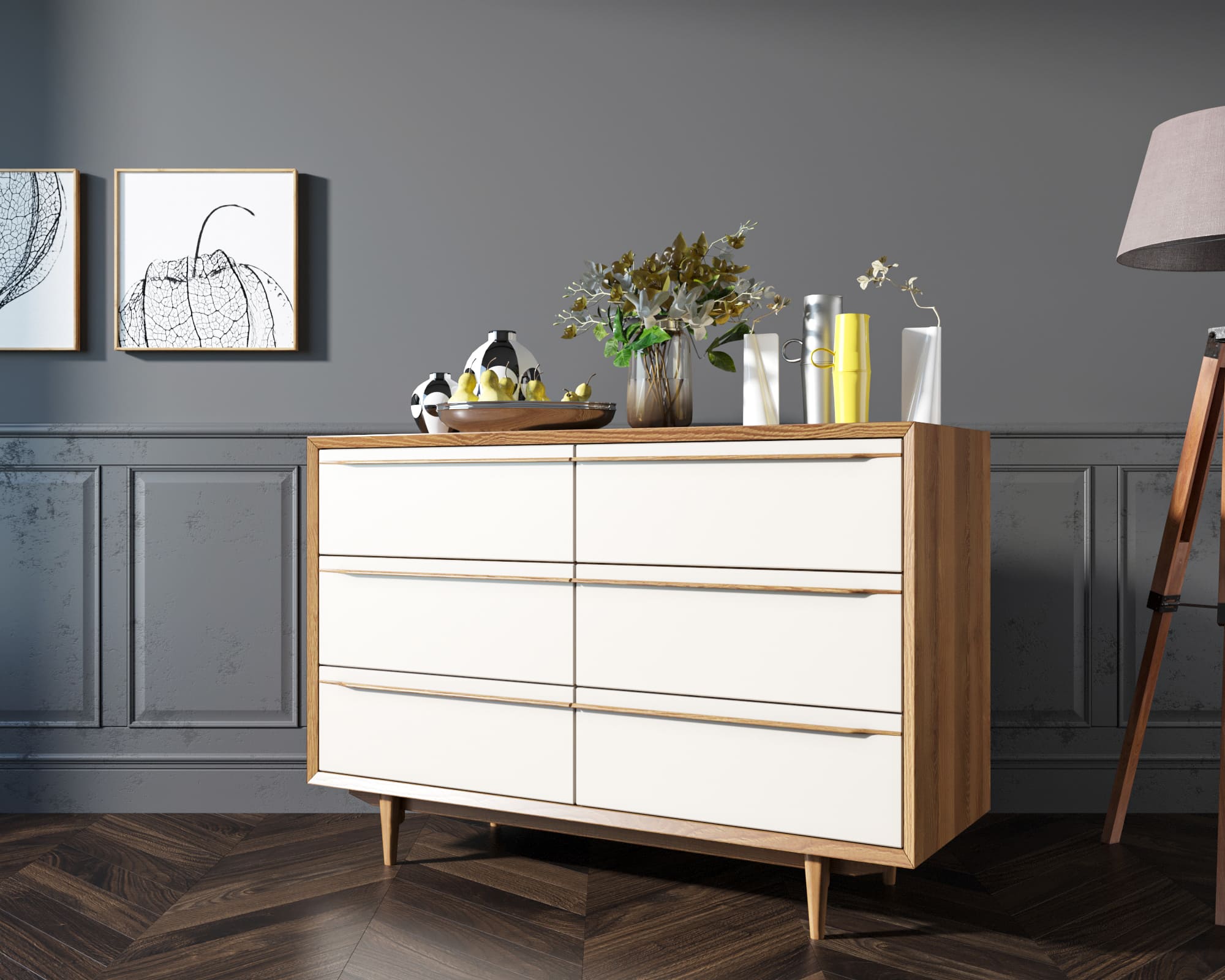 Комод "Bruni white" с шестью ящиками арт BR05WH в интернет-магазине