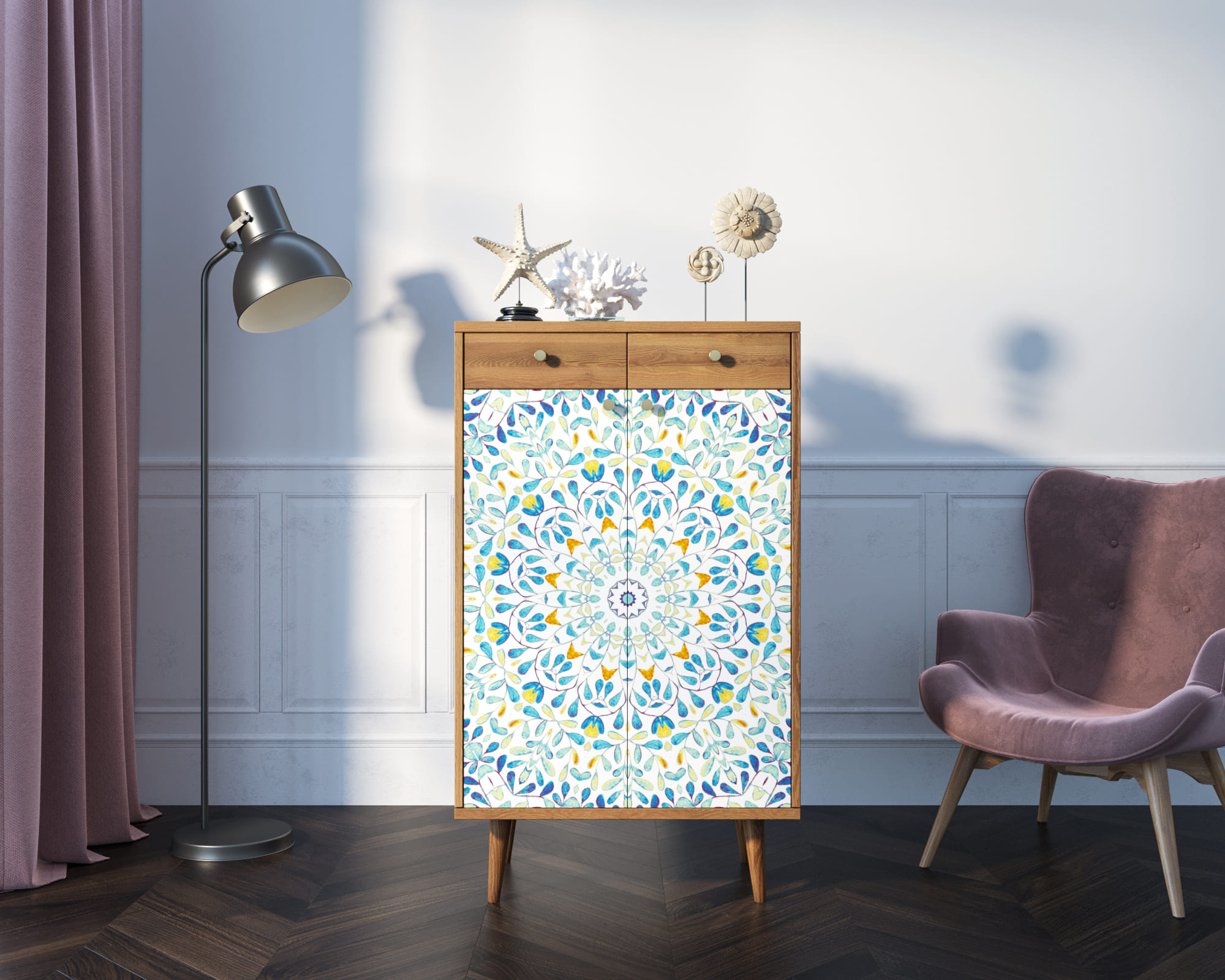 Комод "Berber" два ящика и дверки 46 принт арт BB46/Print_46 в интернет-магазине